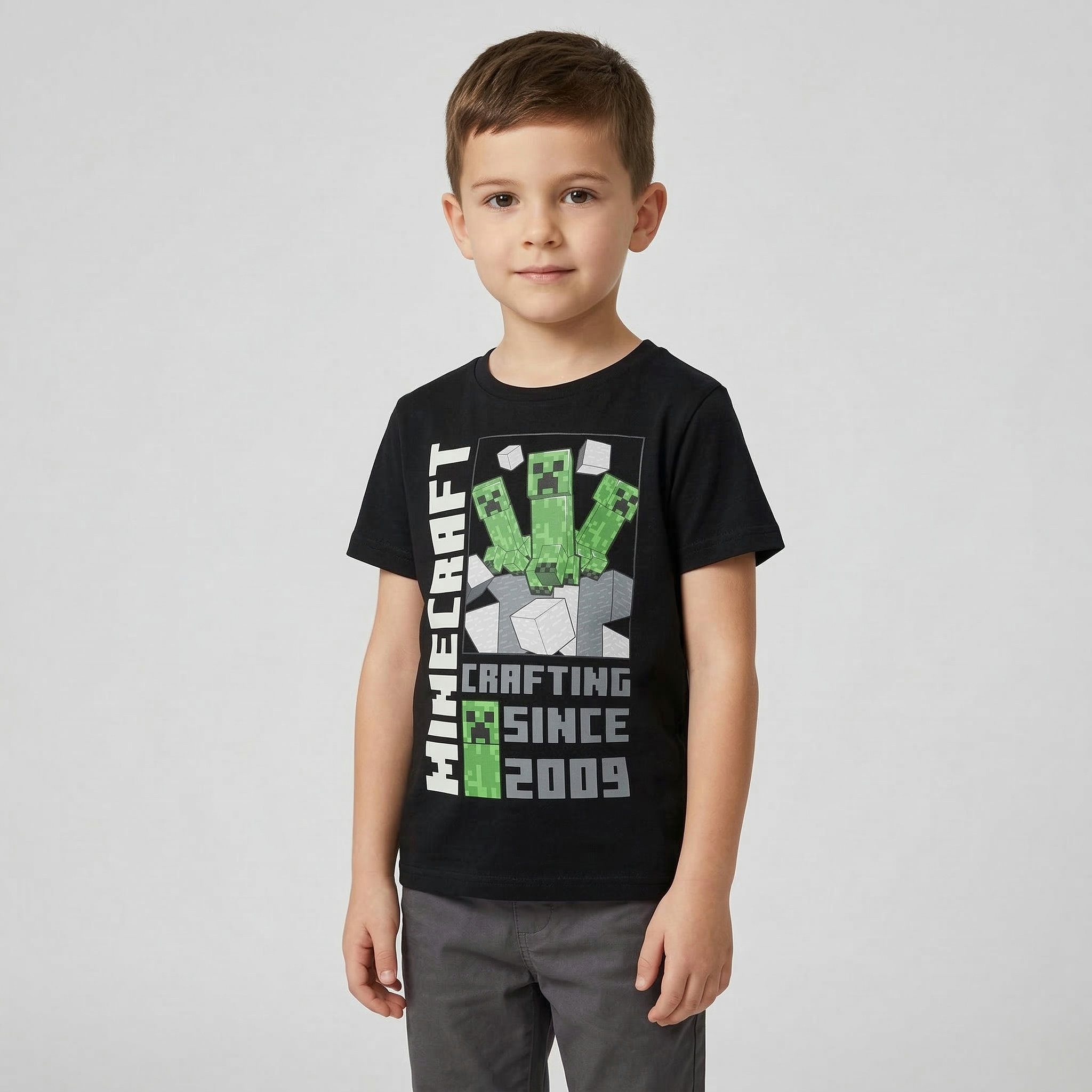 Minecraft Print-Shirt Minecraft Creeper Black Kinder jungen T-Shirt Gr. 116 bis 152 - 100% Baumwolle