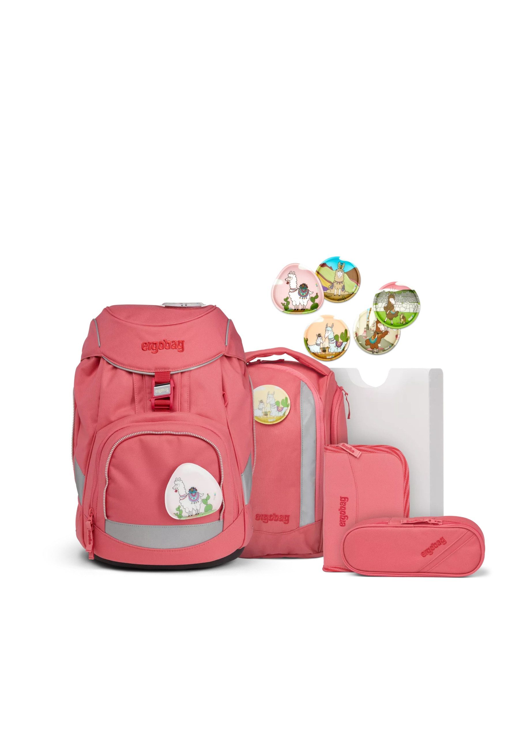 ergobag Schulranzen pack Set (6-tlg., 6-teiliges Set), verstellbarer Brustgurt