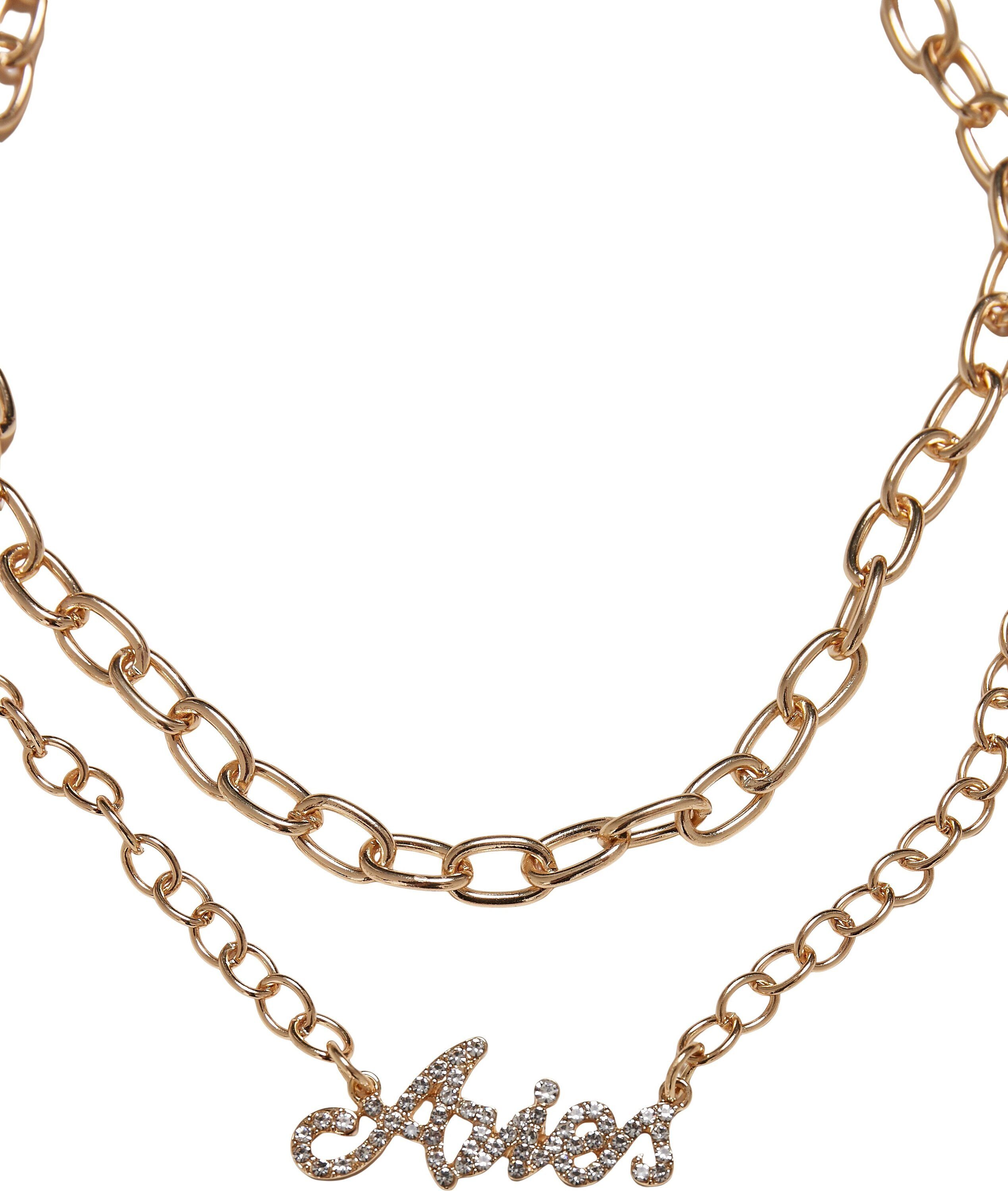 Edelstahlkette Zodiac von Necklace, und Diamond Gefühl Golden perfektes Für URBAN CLASSICS ein Accessoires Stil Komfort