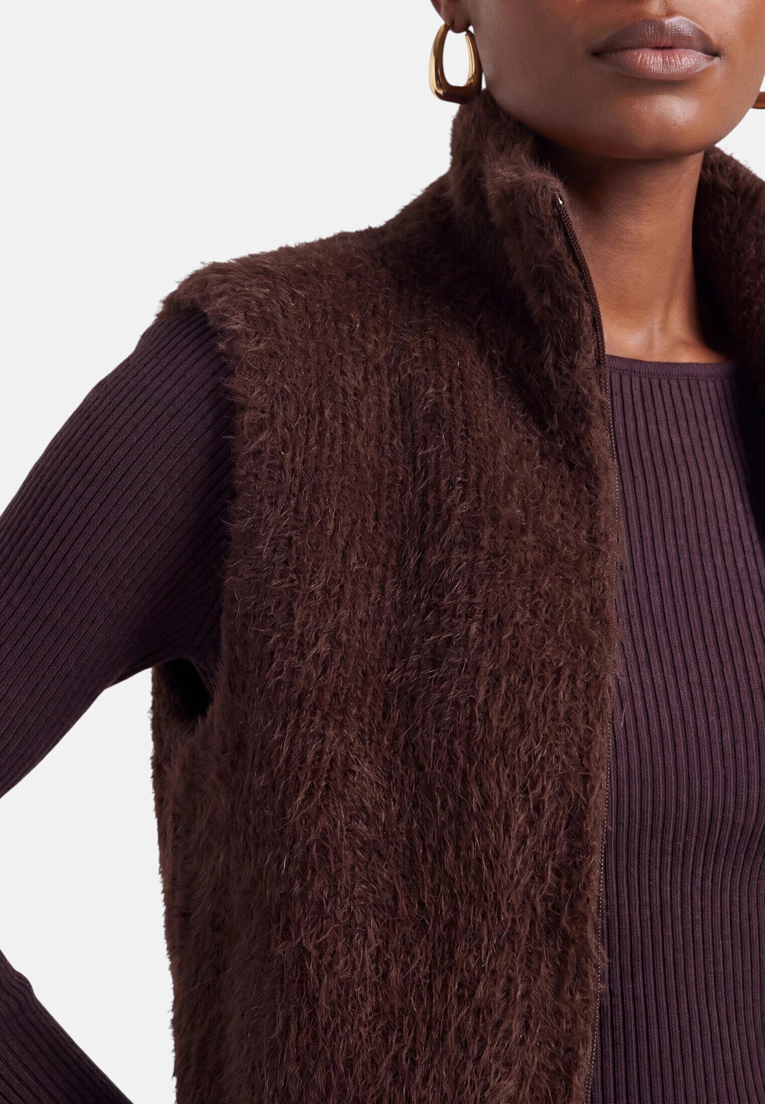 Zero Strickjacke Damen mit Reißverschluss (1-tlg) Plain/ohne Details – Bild 4 von 5