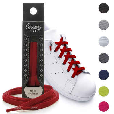 leazy Schnürsenkel ohne Binden Flache Elastische Schuhbänder zum Einhaken, Rote Gummischnürsenkel für Kinder und Erwachsene