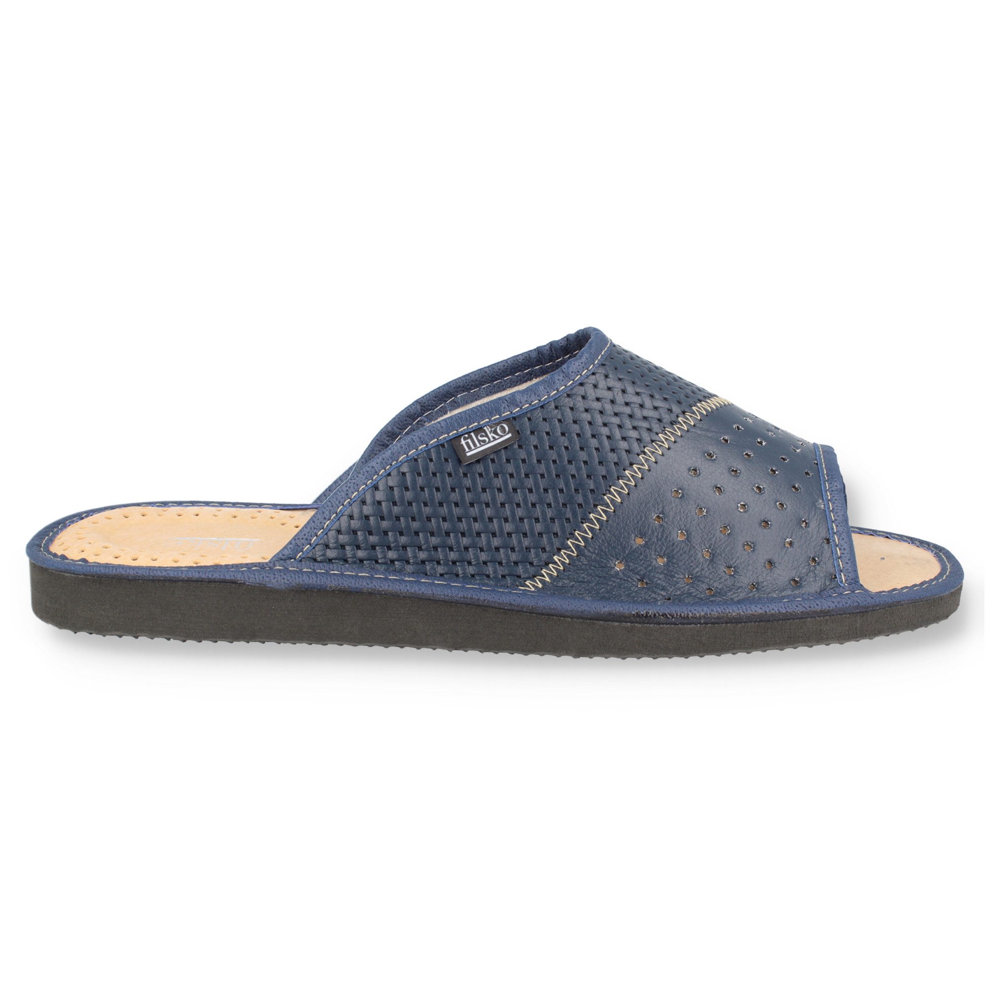 filsko Veere Herren offen aus Leder Hausschuh Lederschuhe