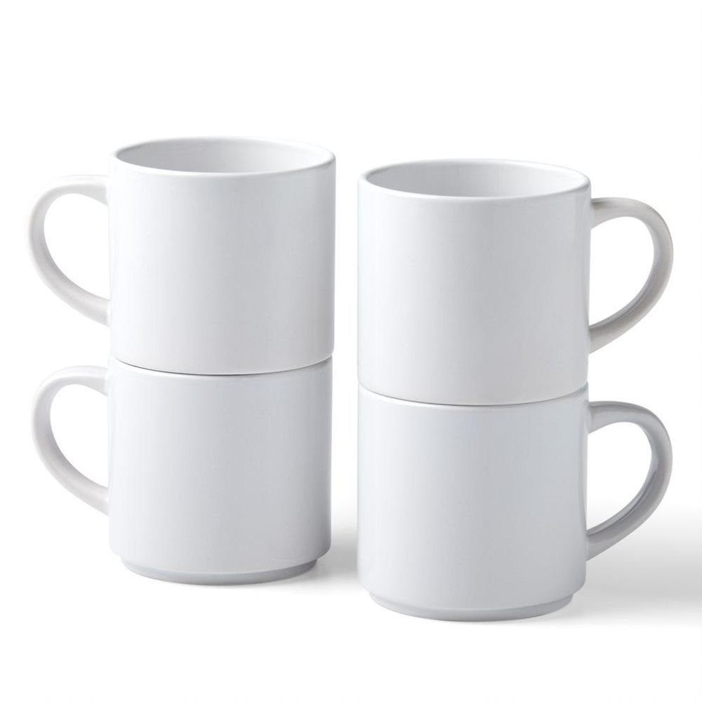 Cricut Tasse Keramik Чашки Blank, Rohlinge, stapelbar, weiß, 300 ml, 4 Stück, Becher, Becherrohlinge, basteln, gestalten, dekorieren