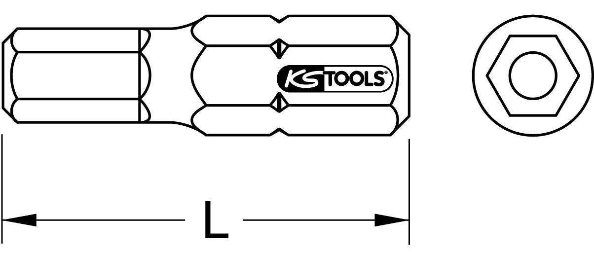 Thumbnail - KS Tools Bohrer- und Bitset 1/4" Bit Innensechskant,Bohrung,25mm,3/16",5er Pack