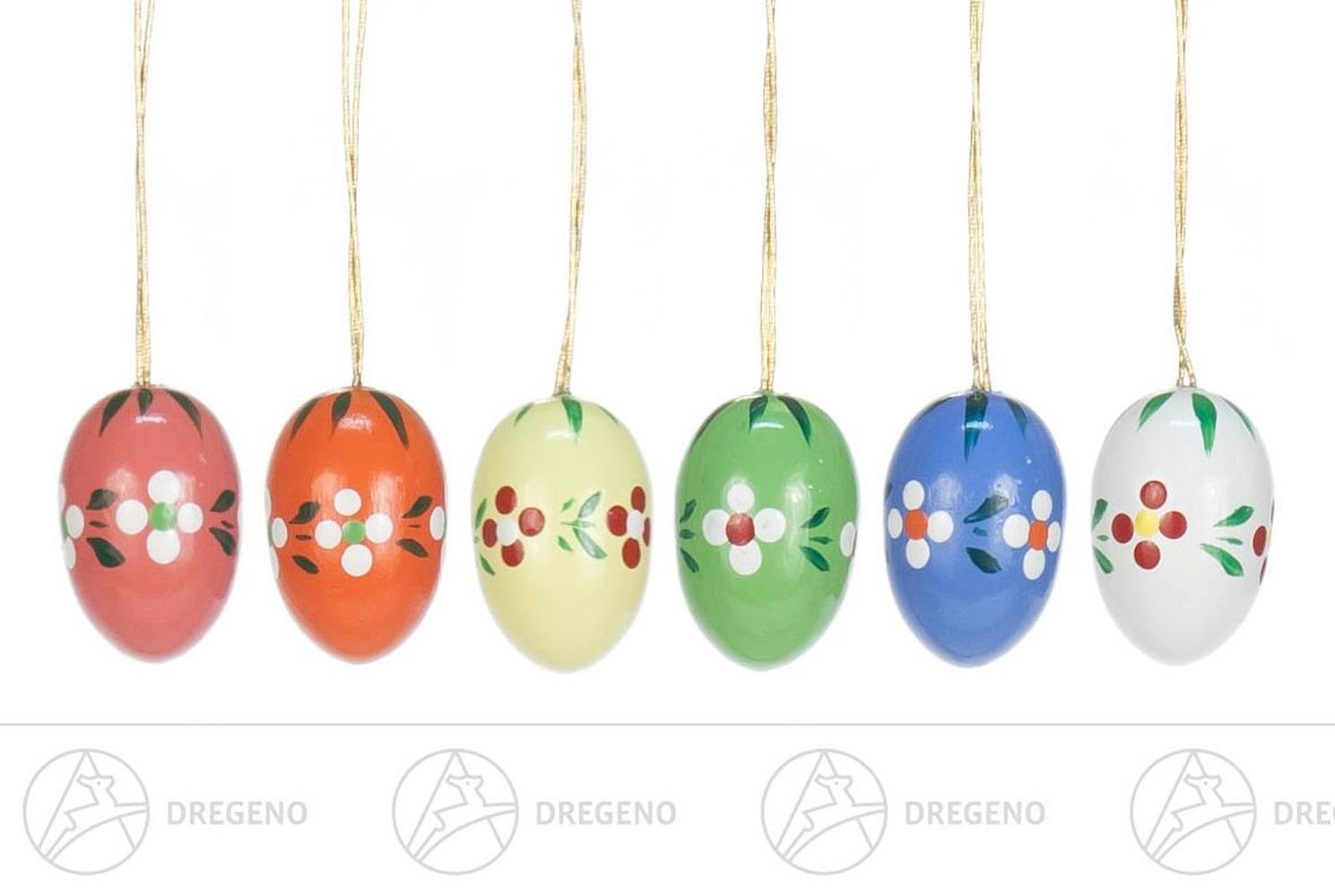 Dregeno Erzgebirge Osterei Ostern & Frühjahr Behang Ostereier mit Blumen (6) Höhe ca 2,5 cm