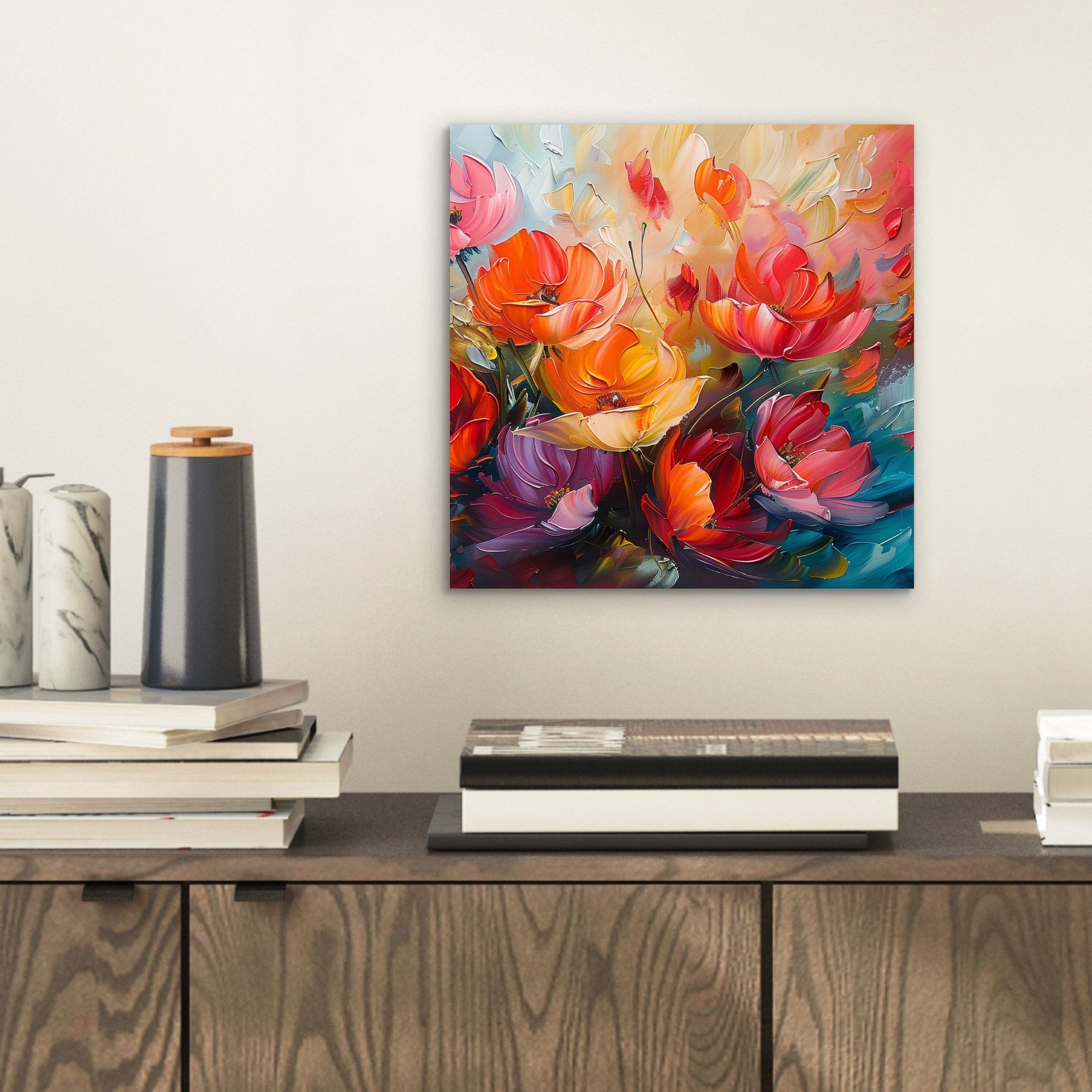 MuchoWow Metallbild Blumen - Bunt - günstig online kaufen