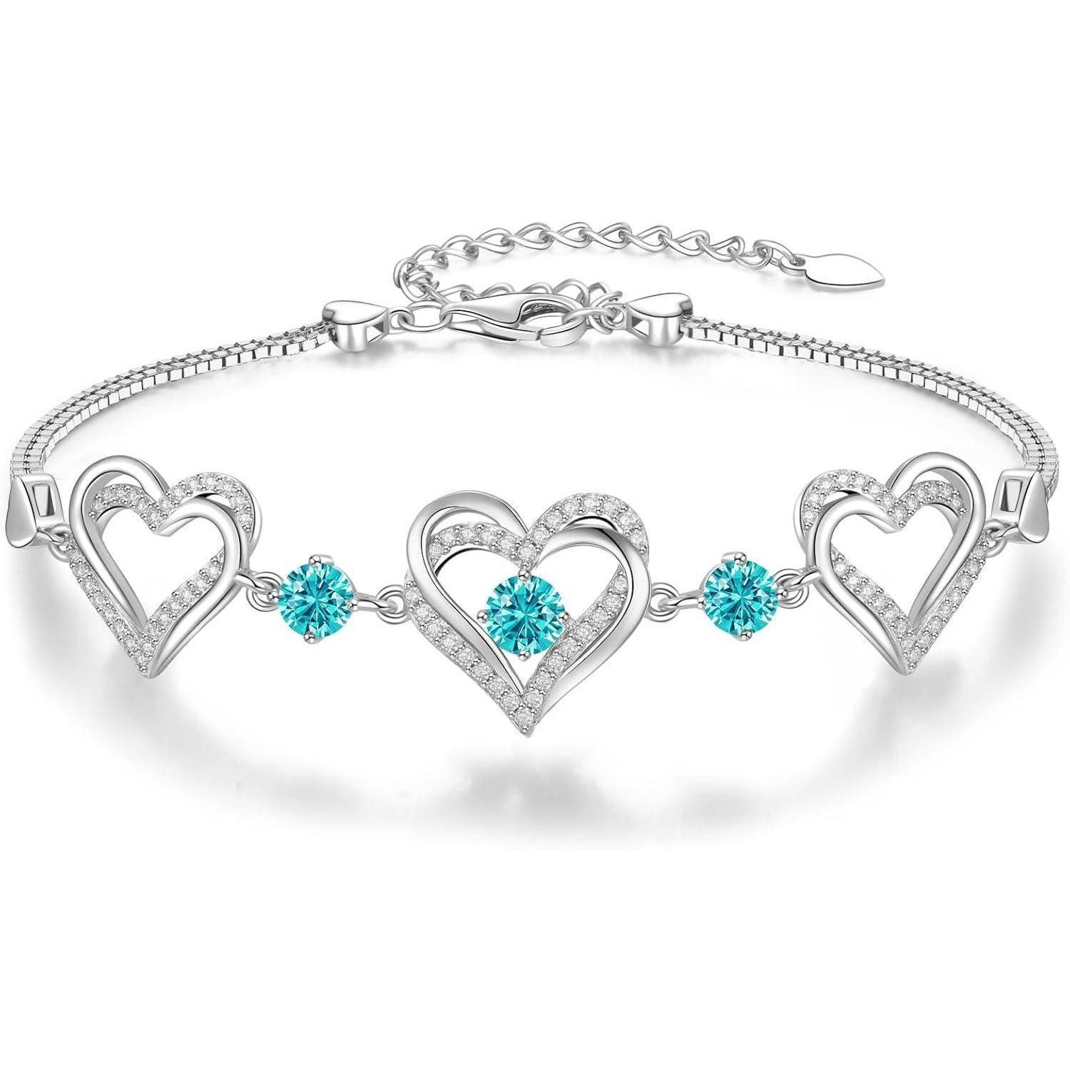LuxusKollektion Tennisarmband Armband Damen 925 Silber Rosegold Herz Rhodinierung Dezember Kupfer