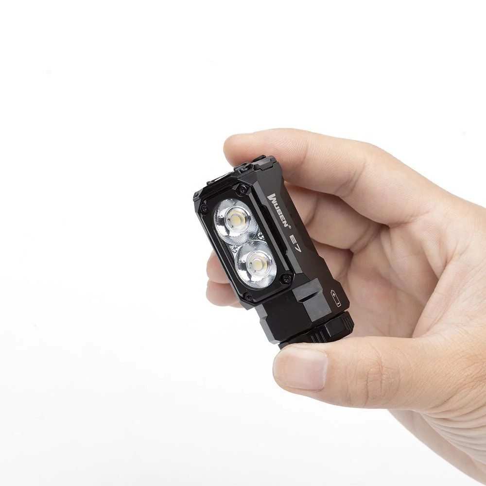 Wuben LED Stirnlampe E7 6500K EDC aufladbare Winkel LED Kopflampe Taschenlampe - black - (1-St)