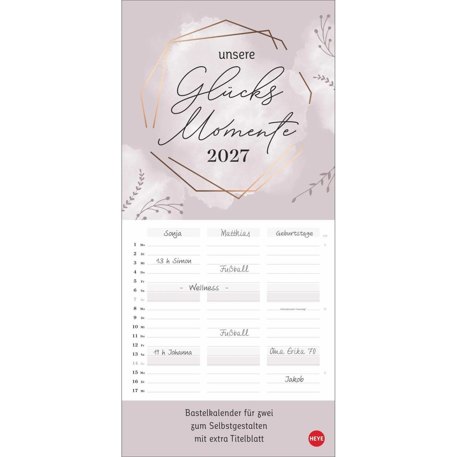 Wandkalender Kreativ-Planer für zwei Glücksmomente 2027