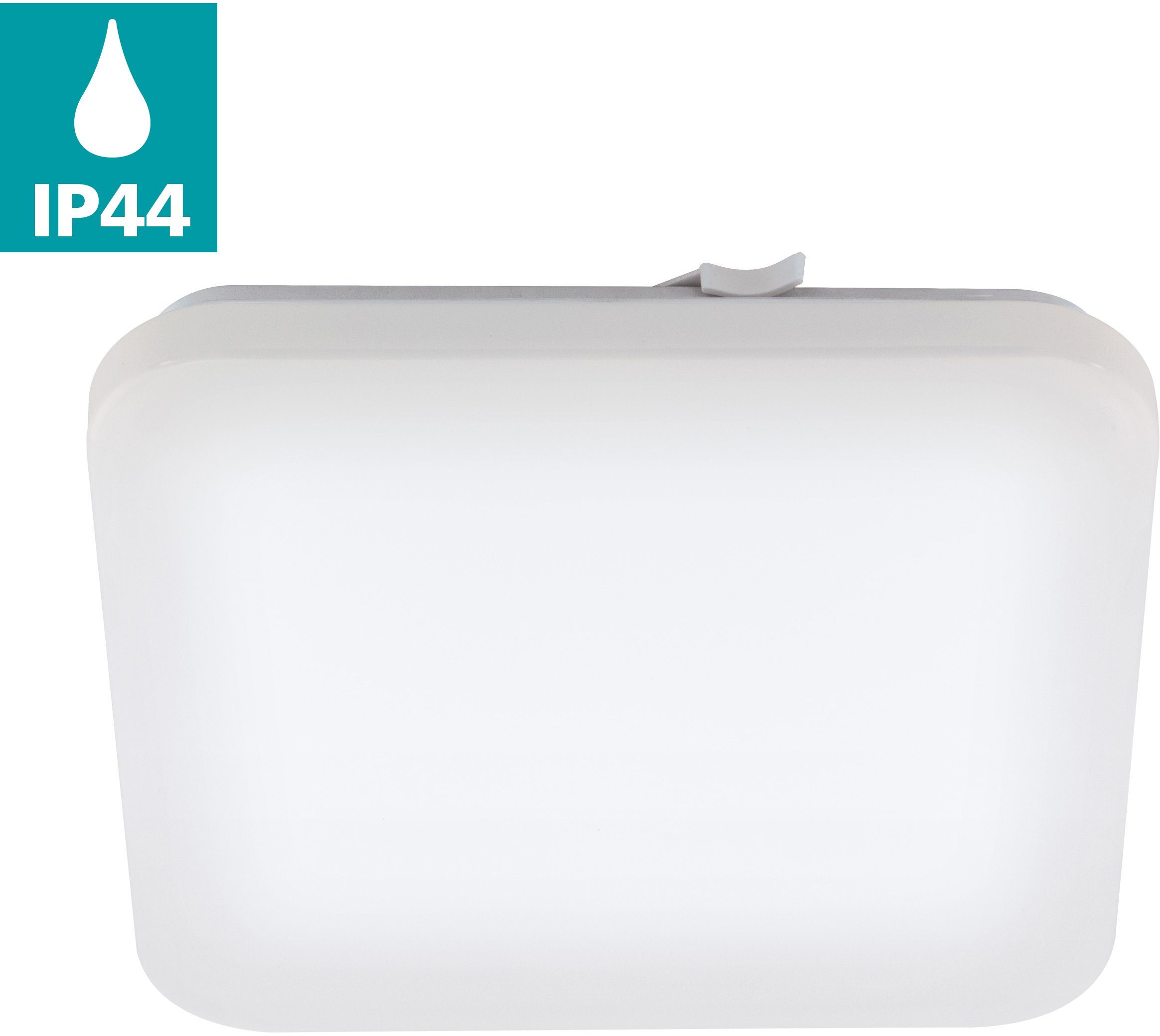 EGLO LED Deckenleuchte FRANIA Deckenlampe, weiß, geringe Aufbauhöhe, 1x14,6 Watt, Büro, IP44, LED fest integriert, Warmweiß, Wohzimmer, Küche, Esszimmer, Flur, modern, 1600 Lumen, 30x30x7cm