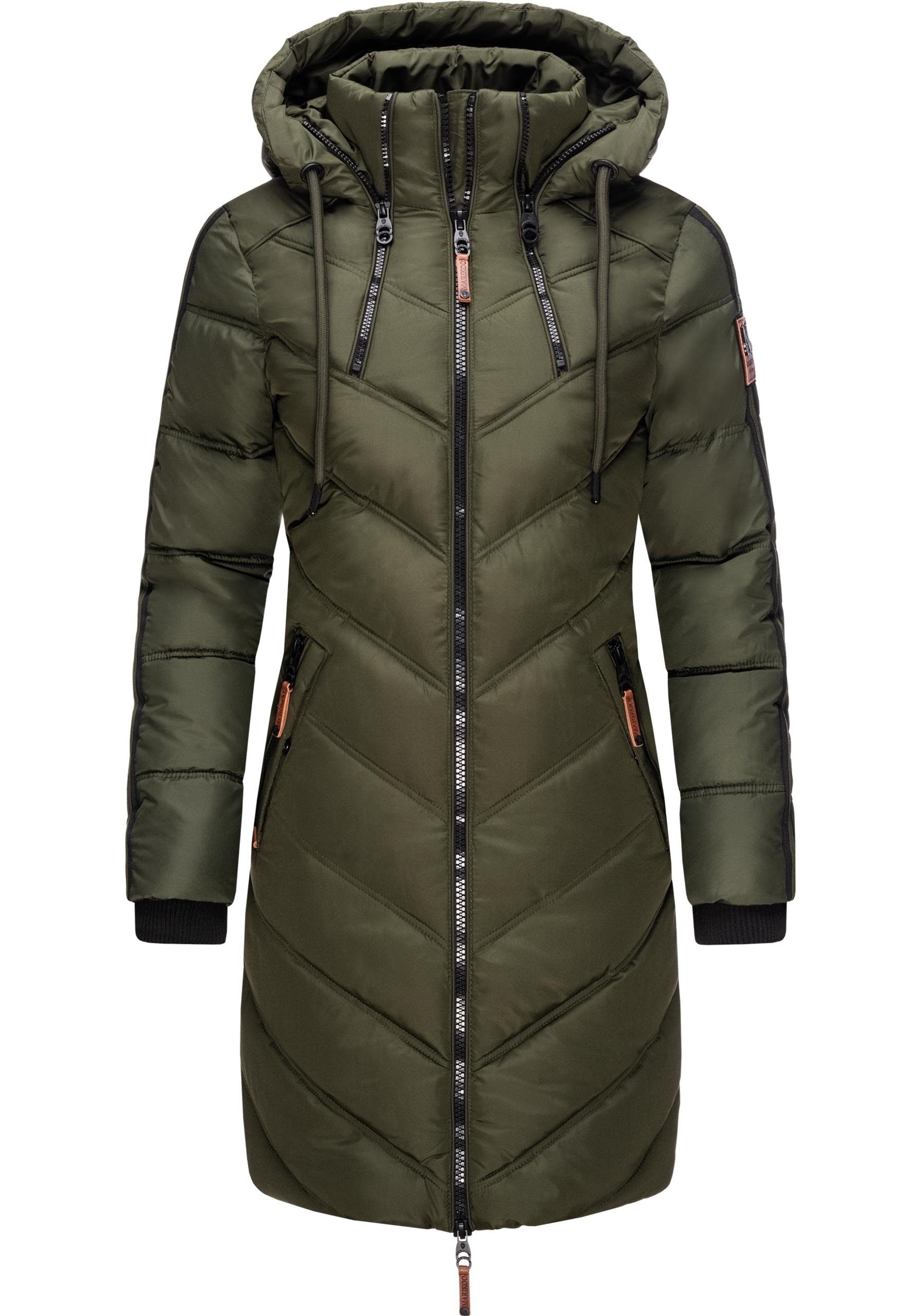 Marikoo Wintermantel Armasa modischer Damen Winter Steppmantel mit Kapuze