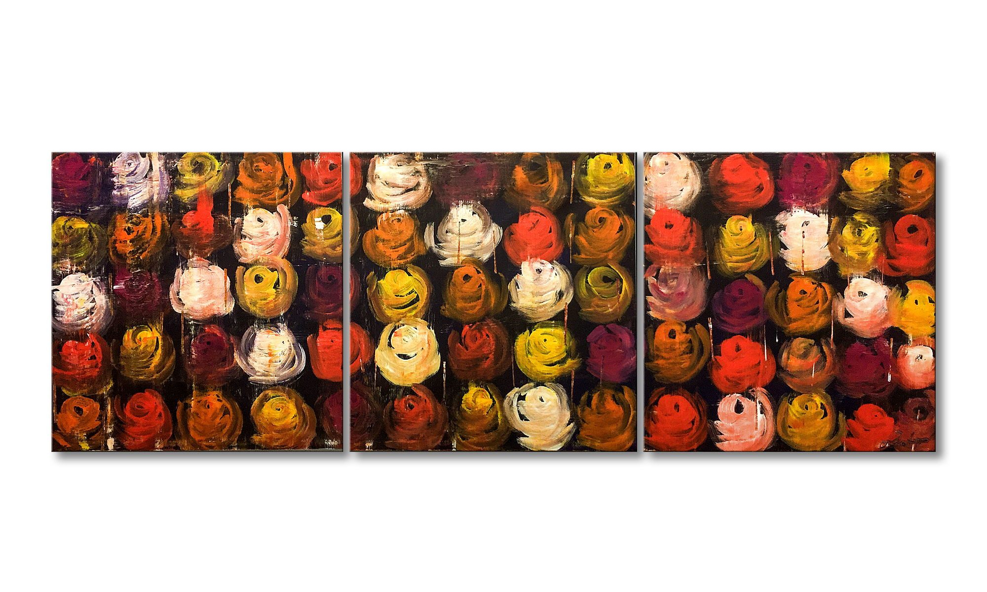 WandbilderXXL XXL-Wandbild Flower World 210 x 70 cm, Abstraktes Gemälde, handgemaltes Unikat