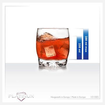 PLATINUX Glas Trinkgläser, Glas, 250ml geformter Boden Wassergläser Saftgläser Whiskeygläser