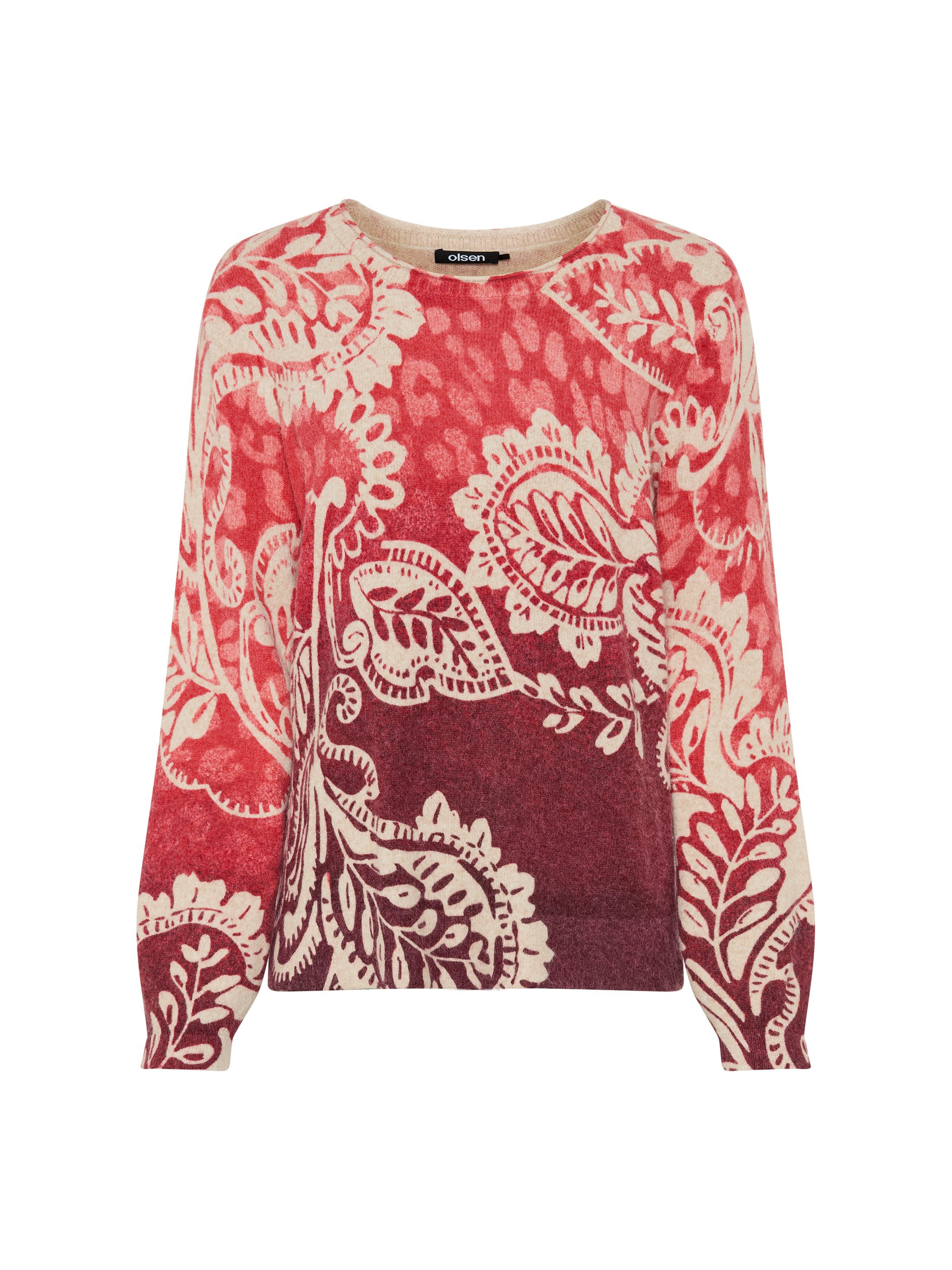 Olsen Strickpullover mit Panneaux-Dessin und Rundhalsausschnitt