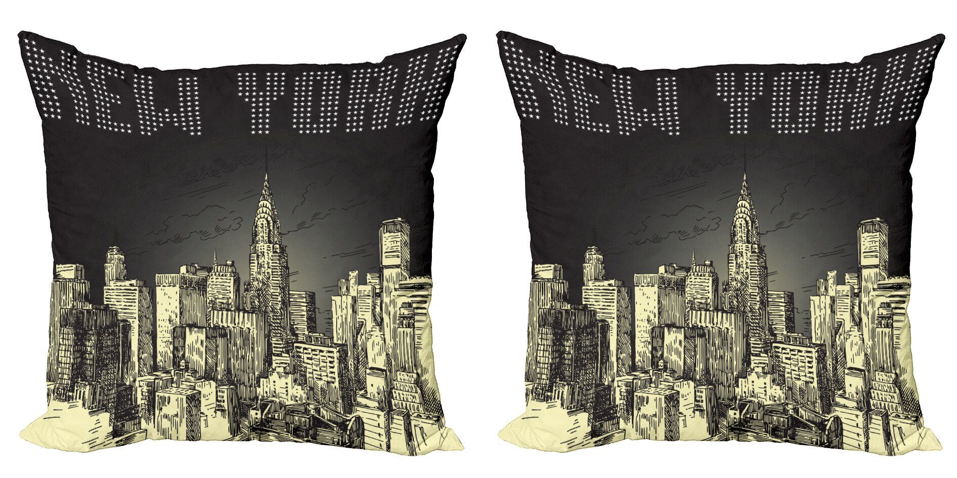 Kissenbezüge Modern Accent Doppelseitiger Digitaldruck, Abakuhaus (2 Stück), New York Grunge Empire State NYC