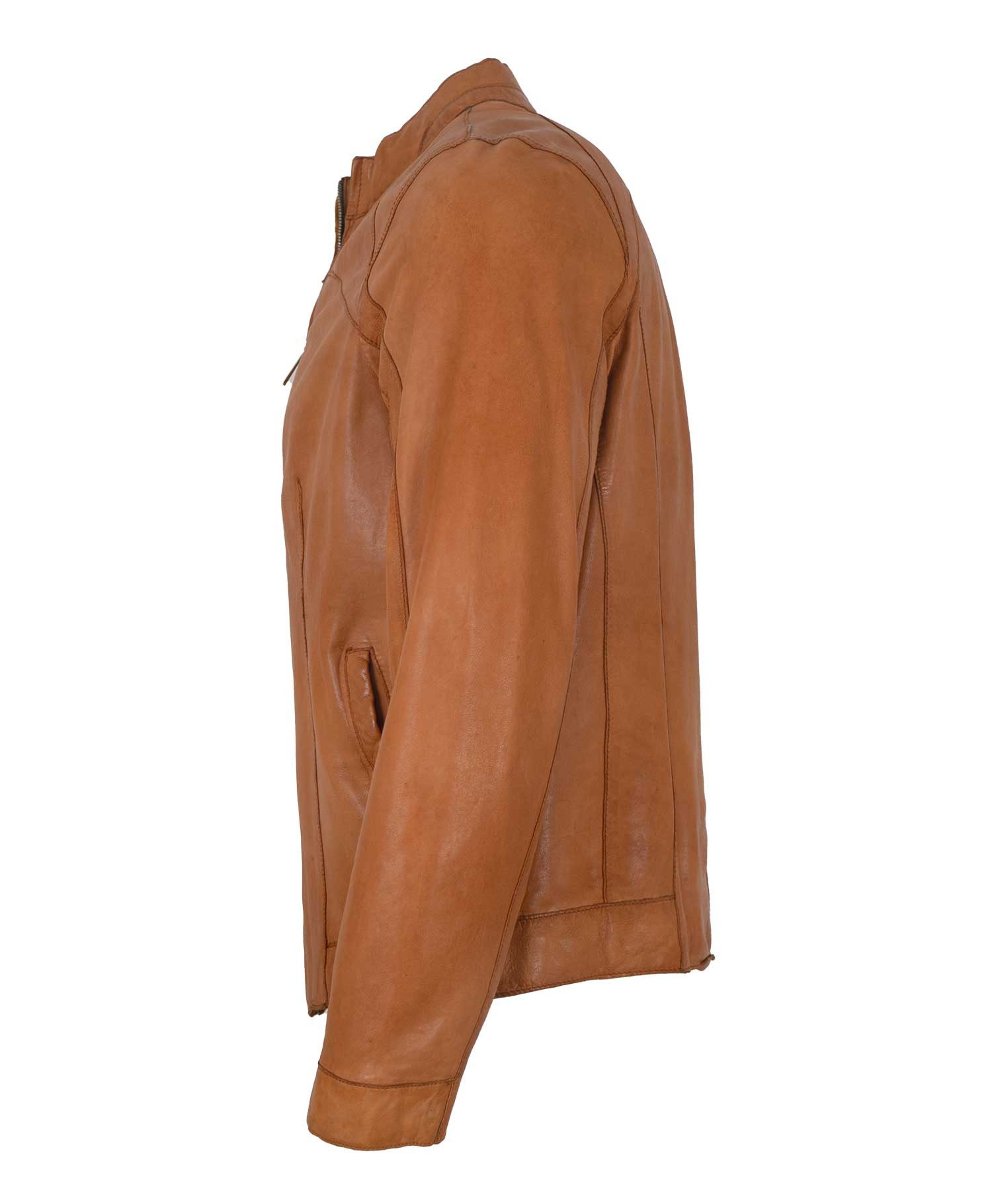 Milestone Lederjacke MSWinston Milestone - Herren Lederjacke Lammnappa gebranntes orange
