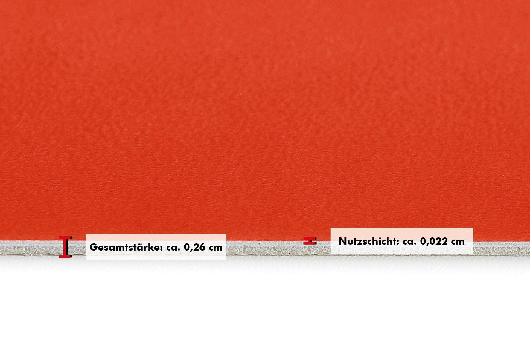 cm, mm 200 rot Vinylboden oder PVC 2,6 cm Andiamo Stärke Breite 400 Meterware Bodenbelag Uni,