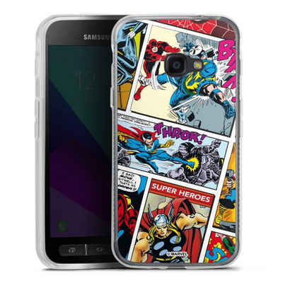 DeinDesign Handyhülle Marvel Retro Comic Blue, Samsung Galaxy Xcover 4 Silikon Hülle Bumper Case Handy Schutzhülle