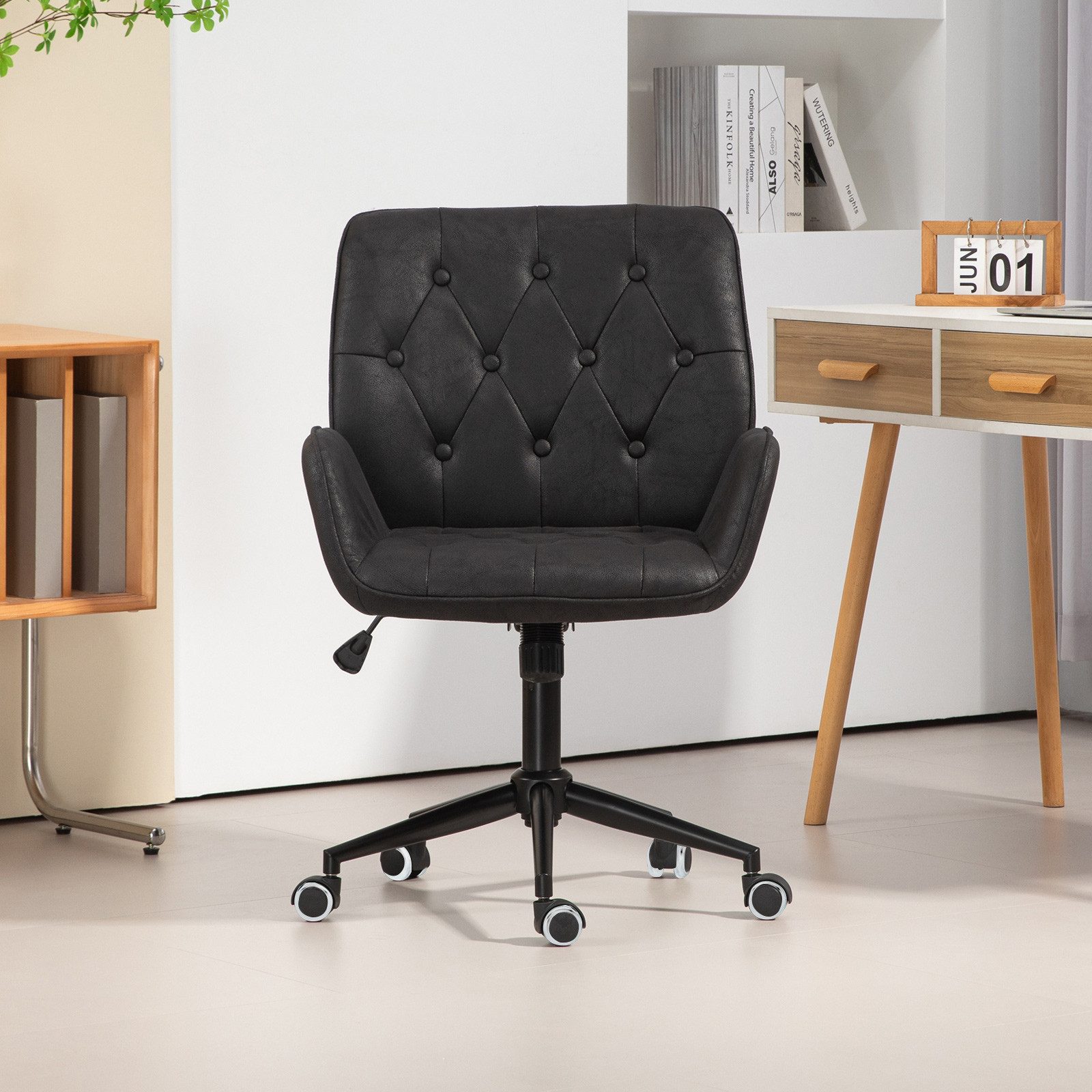 SVITA Bürostuhl GABRIEL, Schreibtischstuhl, höhenverstellbar, 360° drehbar, Kunstleder, Schwarz