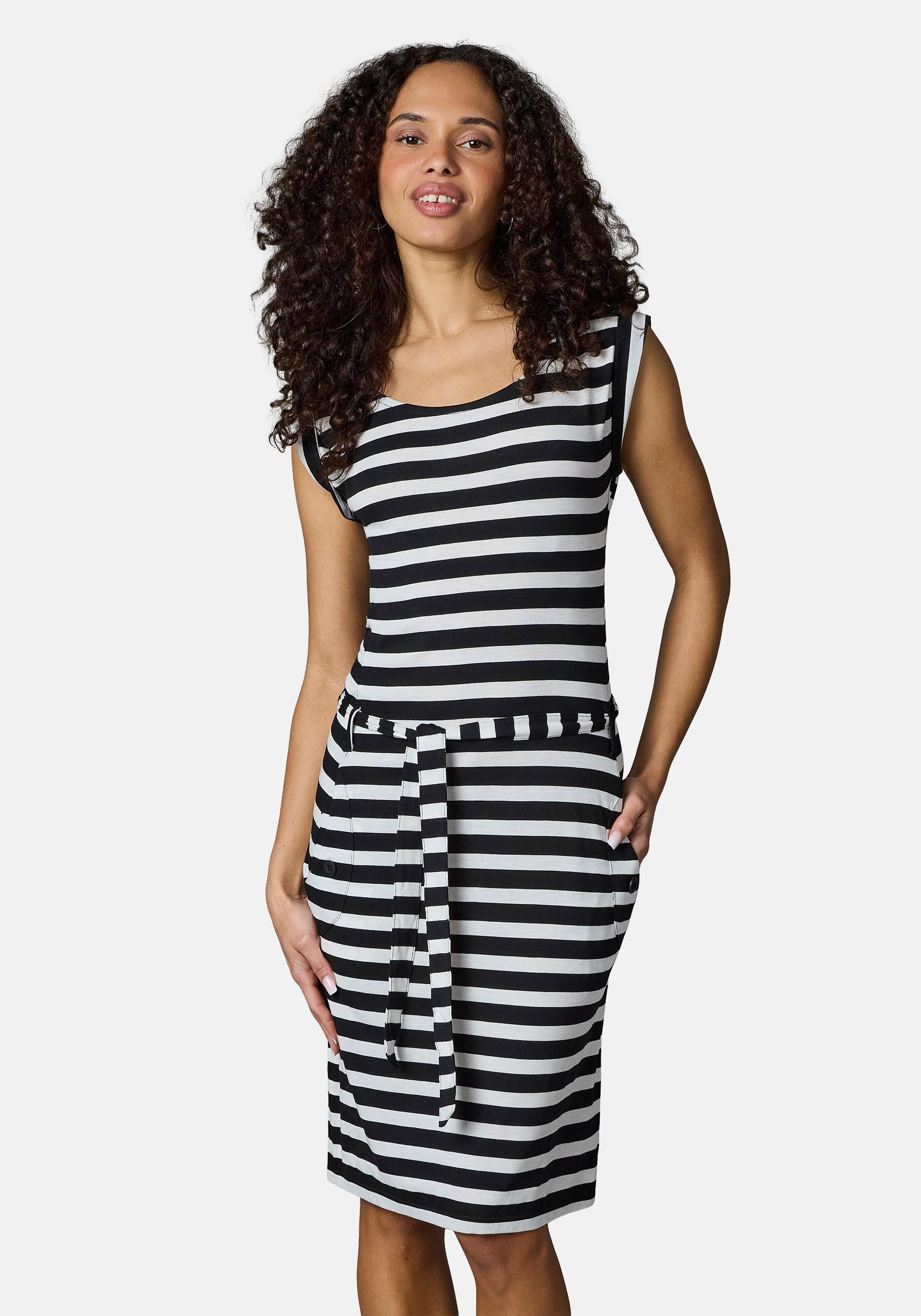 Ragwear Sommerkleid Tagg Stripes gestreiftes Damen Minikleid mit Taillenban günstig online kaufen