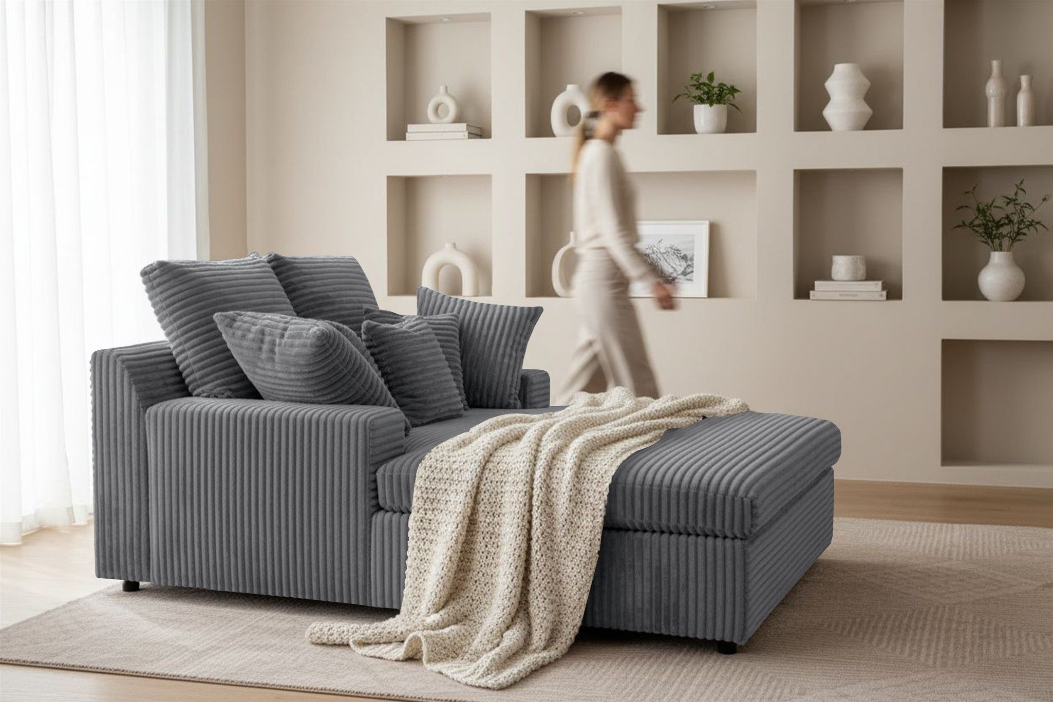 Fun Möbel Chaiselongue Chaiselongue Liege AROSA in Stoff Tilia, inkl. Zier- und Rückenkissen