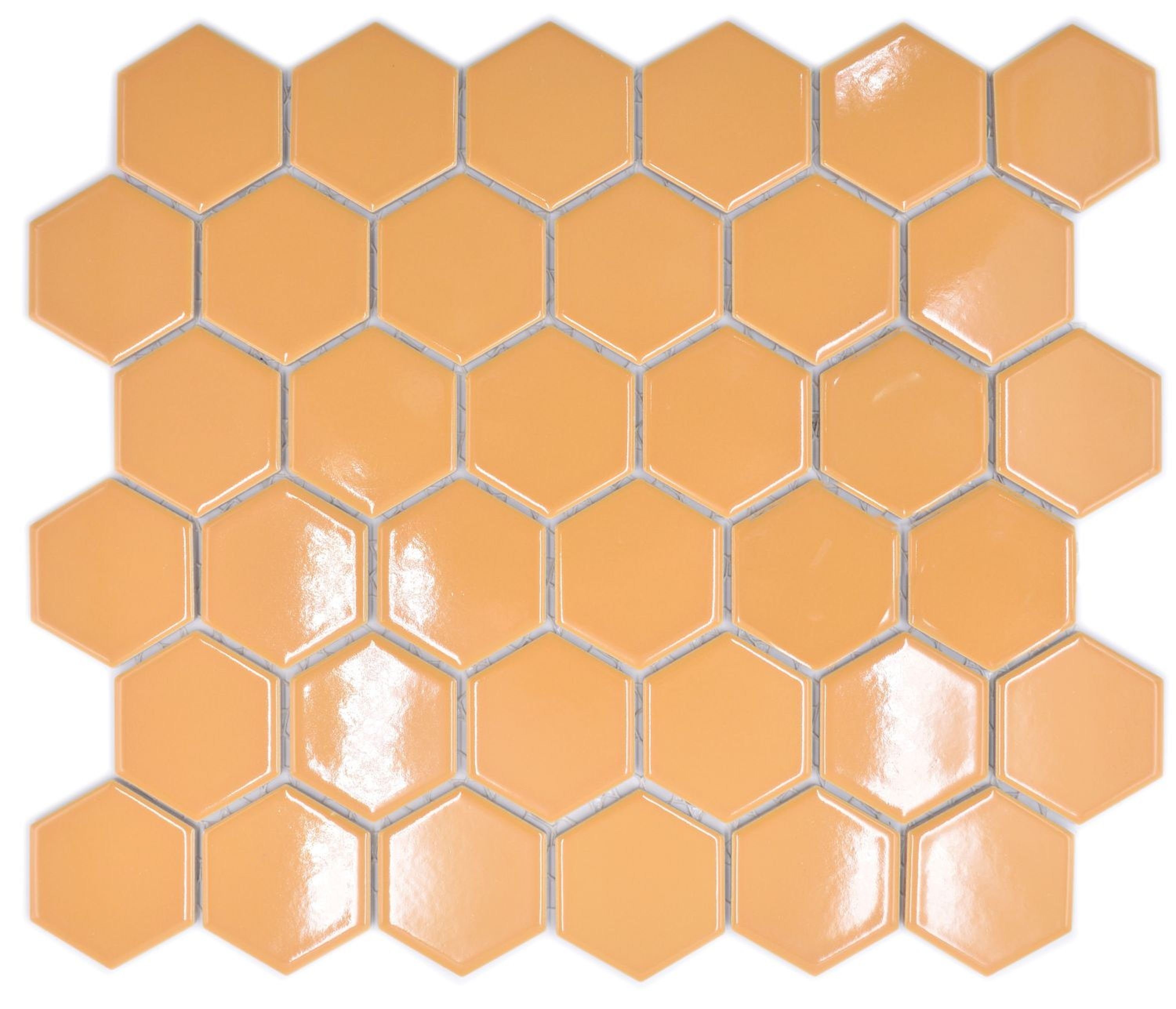 Mosani Mosaikfliesen Hexagonale Sechseck Mosaik Fliese Keramik ocker orange