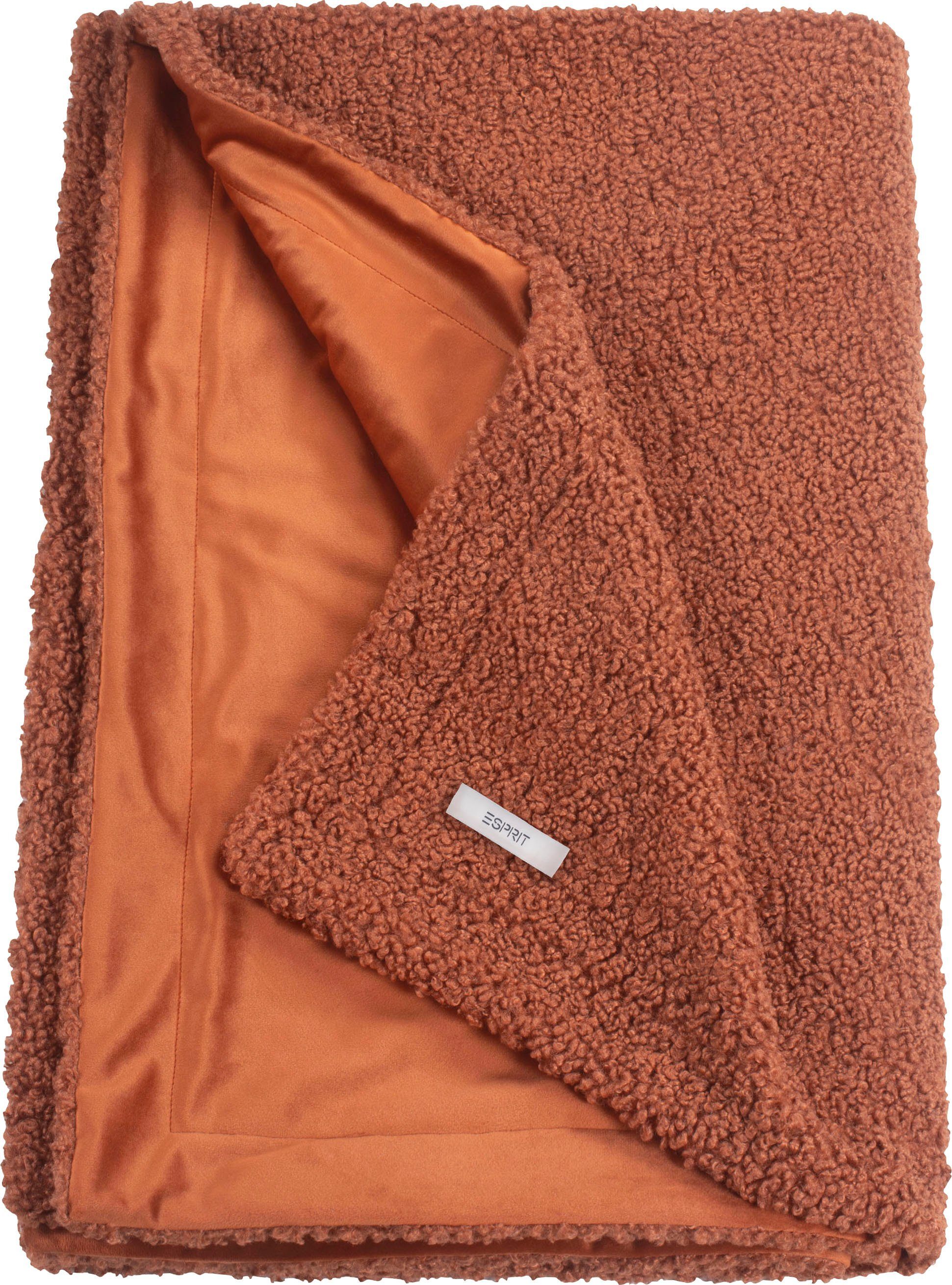 Esprit, Kuscheldecke Wohndecke im Teddy, rostrot/orange/kupferfarben Teddy-Look,