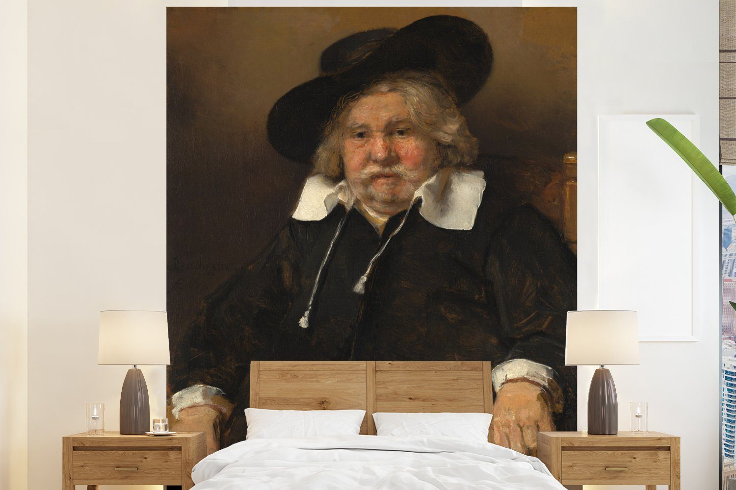 MuchoWow Fototapete Bildnis eines alten Mannes - Rembrandt van Rijn, Matt, bedruckt, (3 St), Vliestapete für Wohnzimmer Schlafzimmer Küche, Fototapete