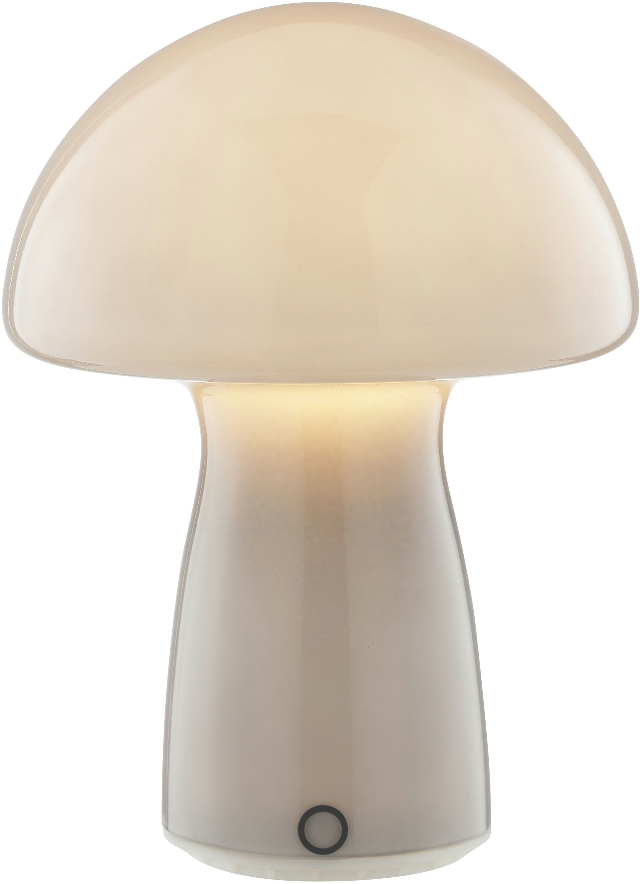 Brilliant LED Tischleuchte Erik, Dimmfunktion, LED fest integriert, Warmweiß, Pilzleuchte aus Glas mit Akku, 250 lm, 2700 K, H 22 cm, dimmbar, grau