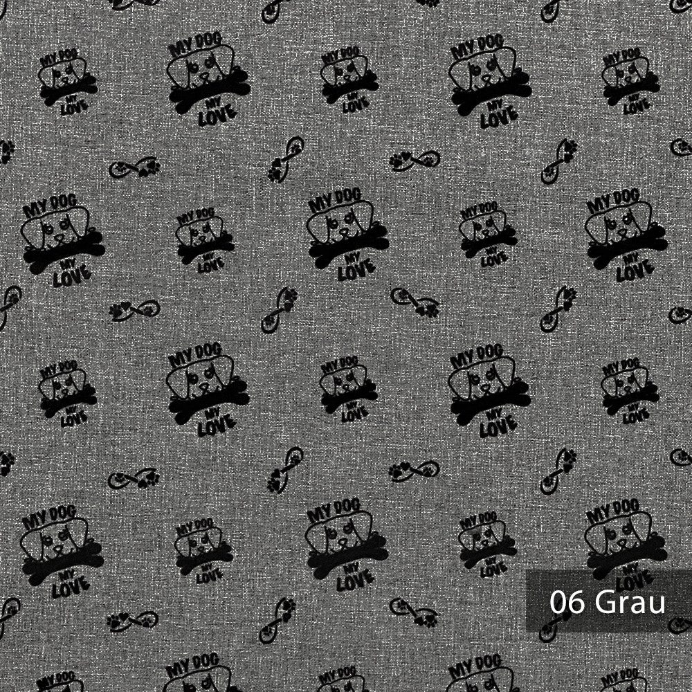 novely® Stoff OXFORD 330D Hundeliebe - Beflockter Outdoor-Polsterstoff - Wasserabwei, Wasserabweisend, Outdoor, Meterware, 1lfm
