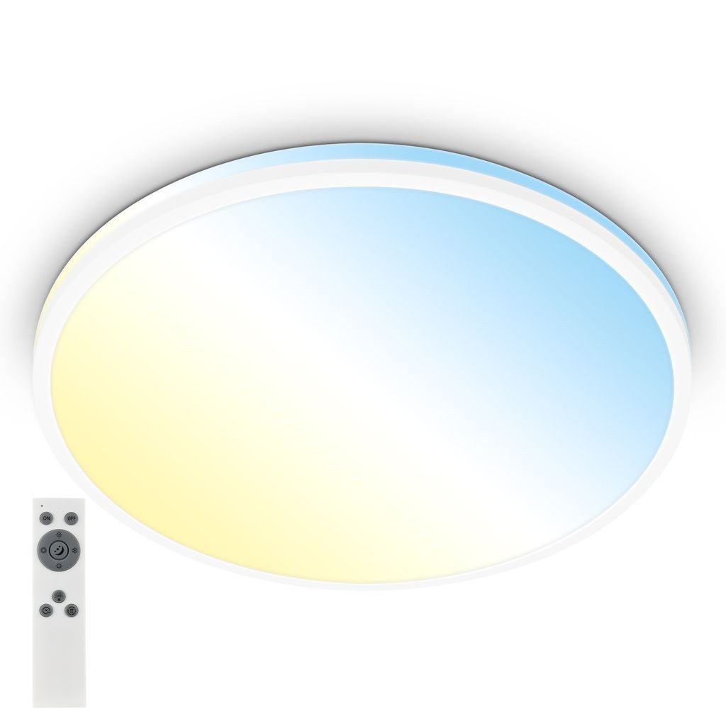 Briloner Leuchten LED Deckenleuchte 3831016, Dimmfunktion, LED fest integriert, 2700K - Extra-Warmweiß, LED Deckenlampe 49x9,5 cm Weiß 40W Wohnzimmer Schlafzimmer Flur Küche