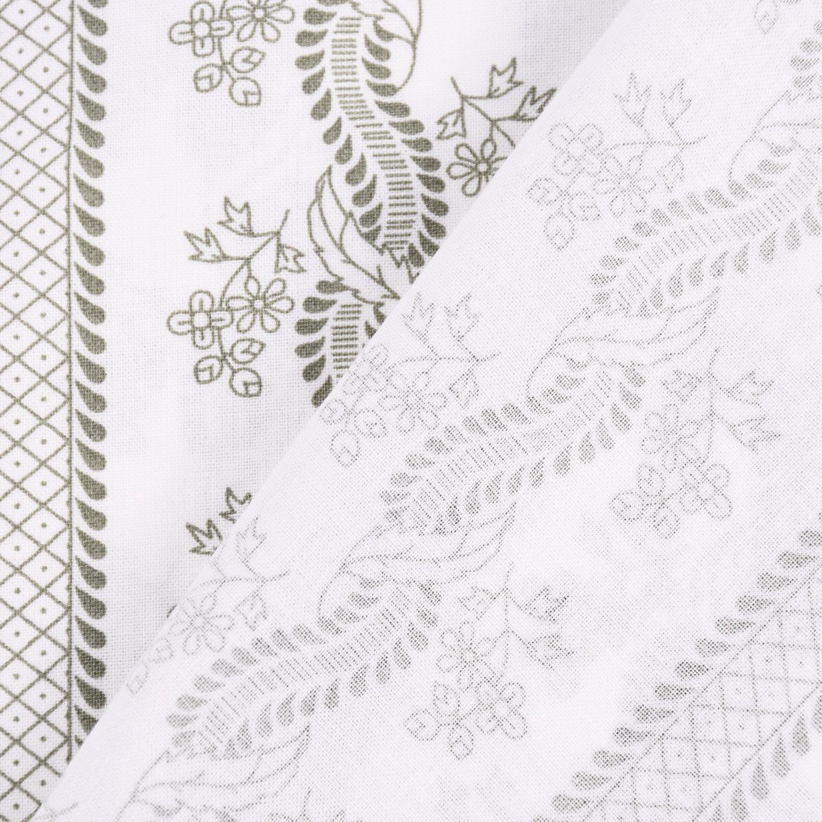 SCHÖNER LEBEN. Stoff Baumwollstoff Trachten Ranken Blumen Streifen weiß grün 1,50m Breite