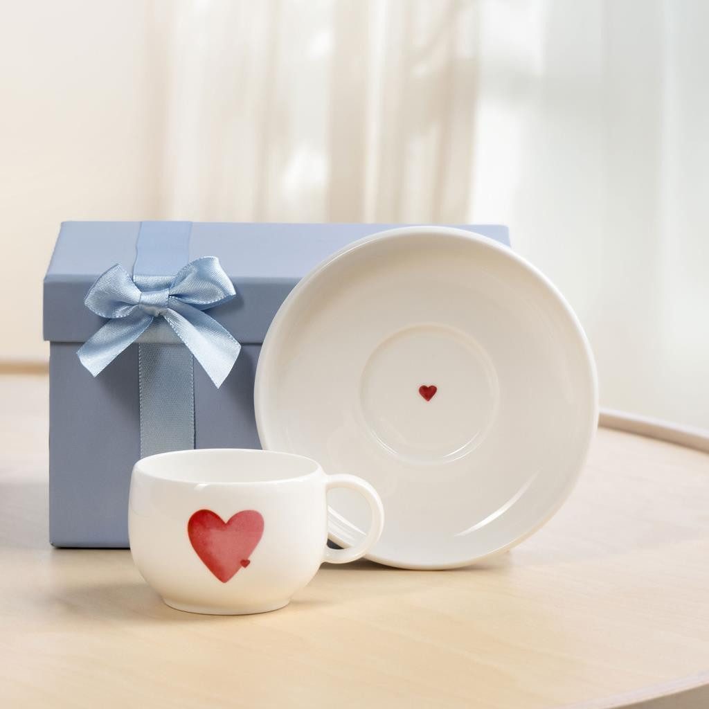like. by Villeroy & Boch Tasse With Love Espressotassen mit Untertassen 60 ml, 6-tlg., Porzellan
