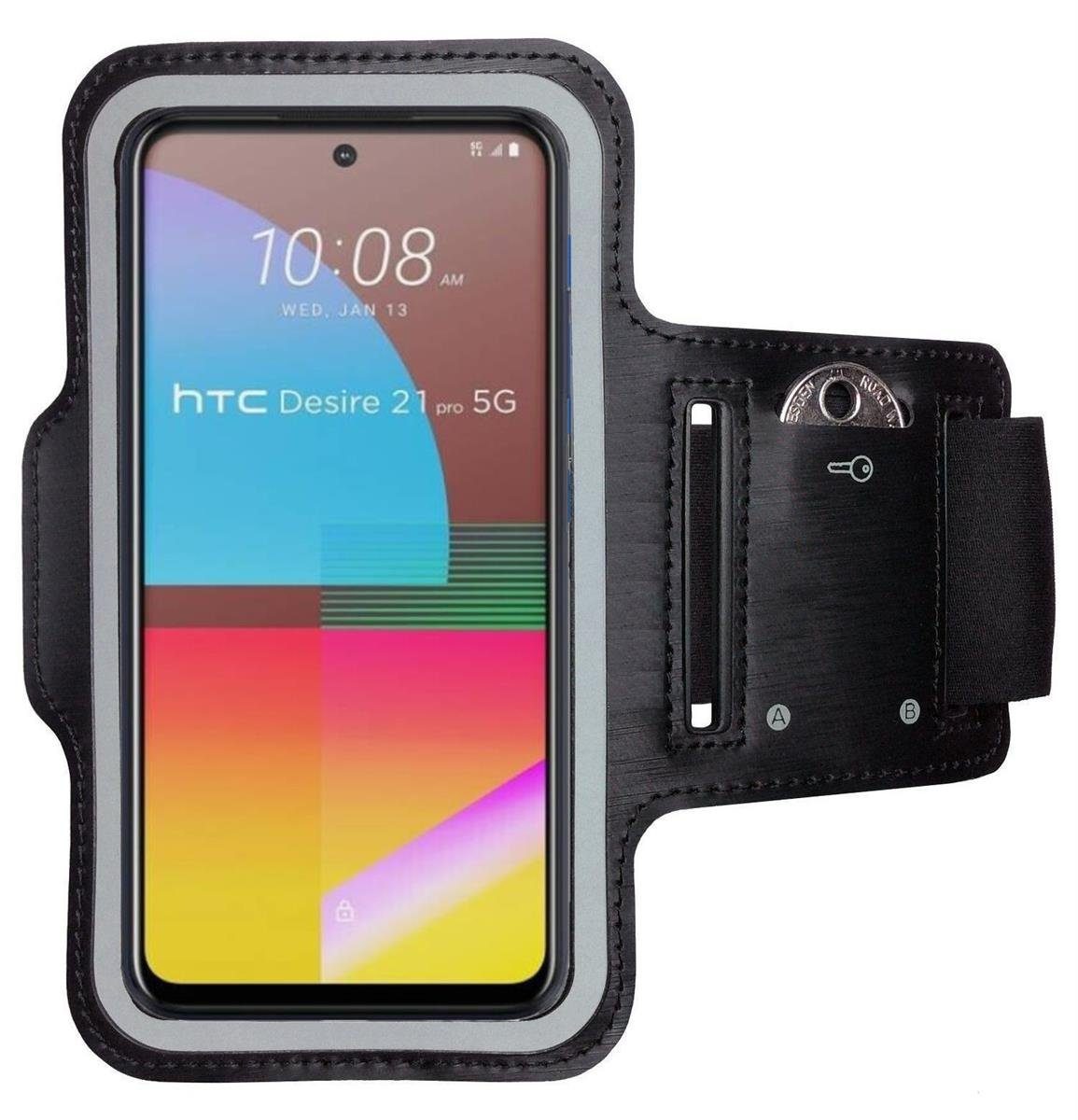 CoverKingz Handyhülle Sportarmband für HTC Desire 21 Pro 5G Handy Fitness Hülle Armband, Sport Schutzhülle Schlüsselfach Handyhülle Jogging Schutztasche Etui