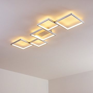 hofstein Deckenleuchte »Quadri« dimmbare Deckenlampe aus Metall in Aluminiumgebürstet, 3000 Kelvin, 3400 Lumen, dimmbar über Lichtschalter, mit tollem Lichteffekt