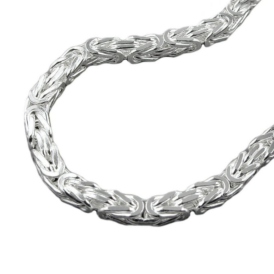 Schmuck Krone Silberkette 6mm Königskette Halskette Collier diamantiert aus 925  Silber 60cm Herren, Silber 925