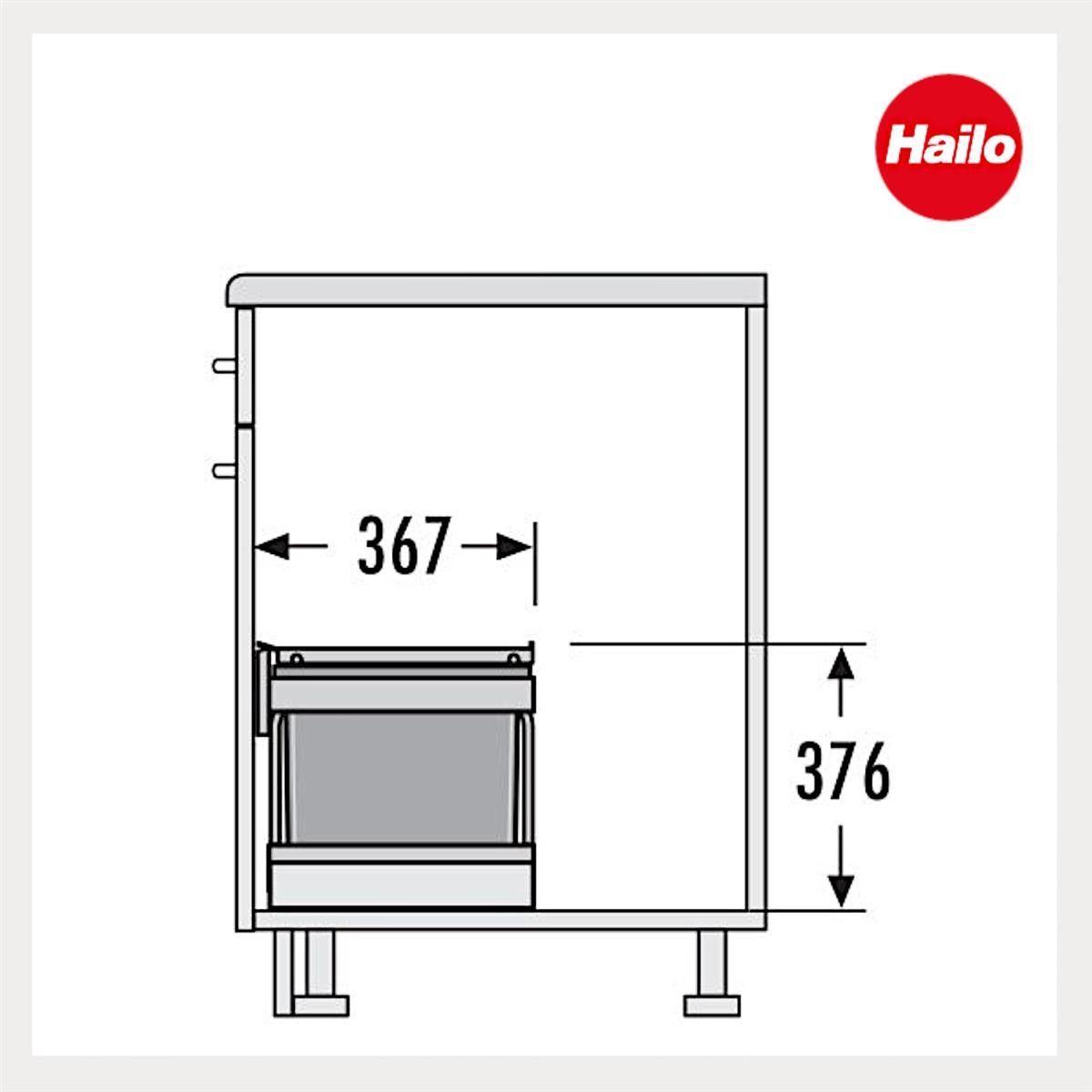 Hailo Einbaumülleimer Hailo Abfallsammler 3644831 Raumspar-Tandem-S-plus 2x 8,5 + 12 Liter – Bild 5 von 5