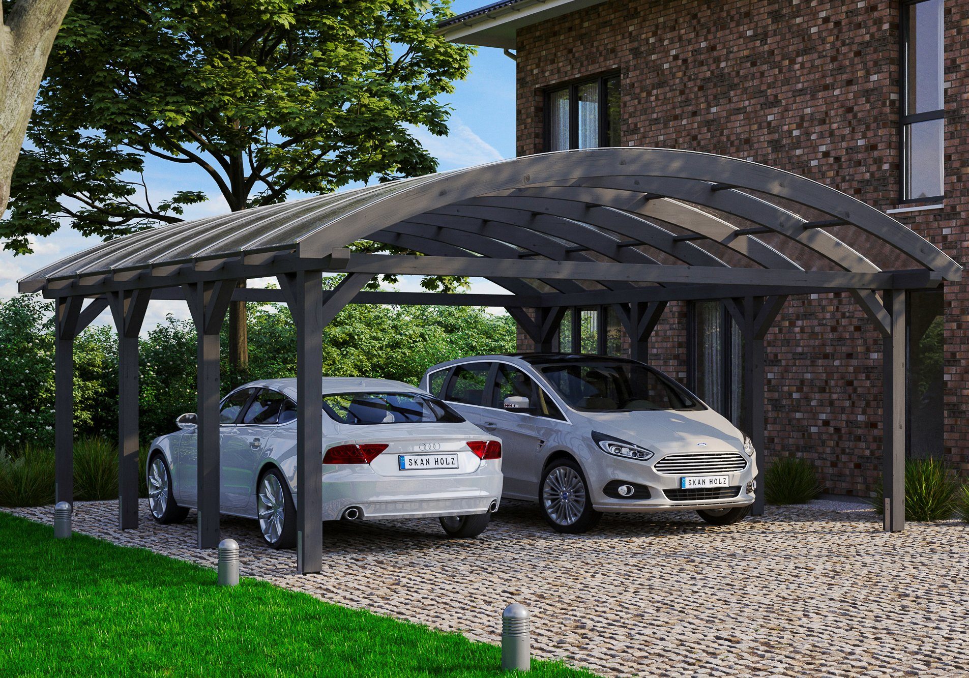 Skanholz Doppelcarport Franken, BxT: 635x755 cm, 220 cm Einfahrtshöhe