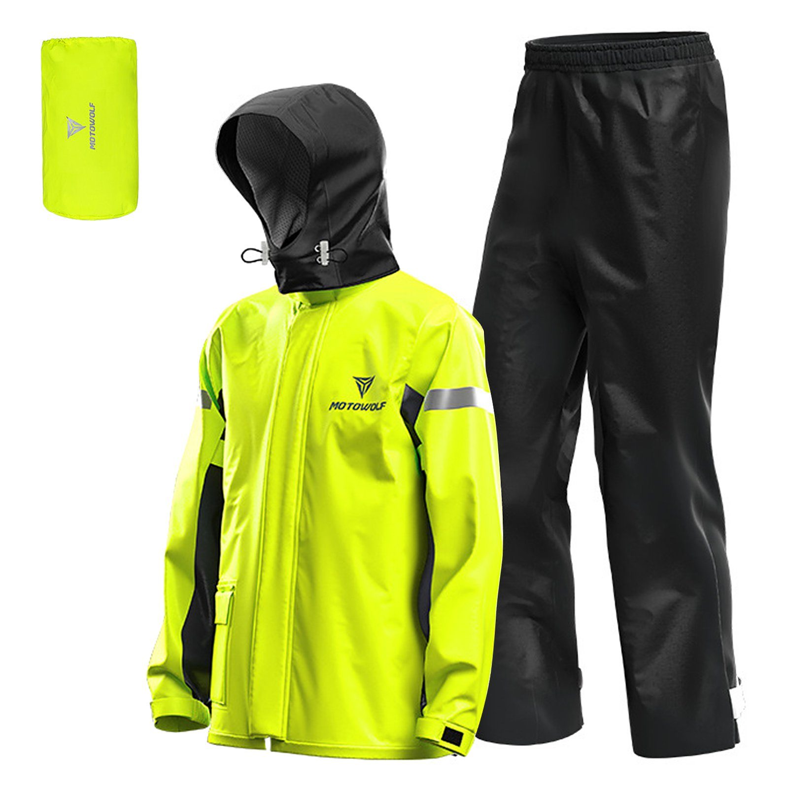 Lixada Regenanzug Herren Motorrad Regenanzug,Reflektierende wasserdichte Regenjacke+Hose (M), Regenbekleidung Set für Fahrradfahren Radfahren Angeln Camping Wandern