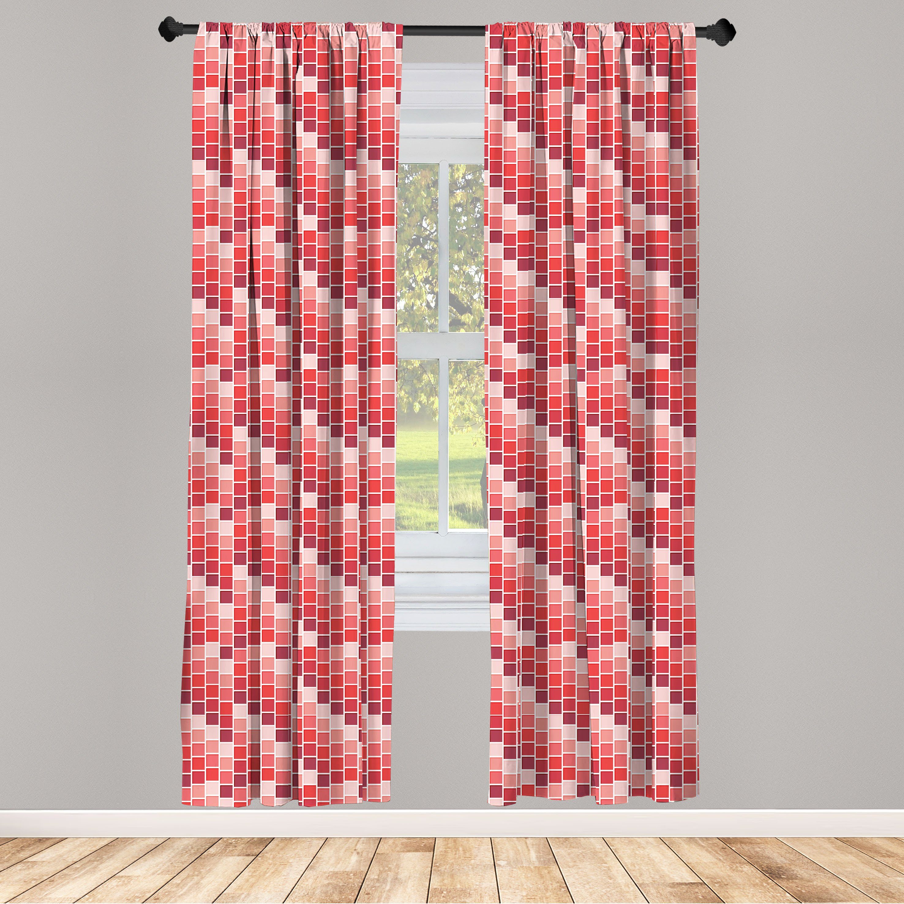 Gardine Vorhang für Wohnzimmer Schlafzimmer Dekor, Abakuhaus, Microfaser, Bunt Tile Quadratisch Rechteck