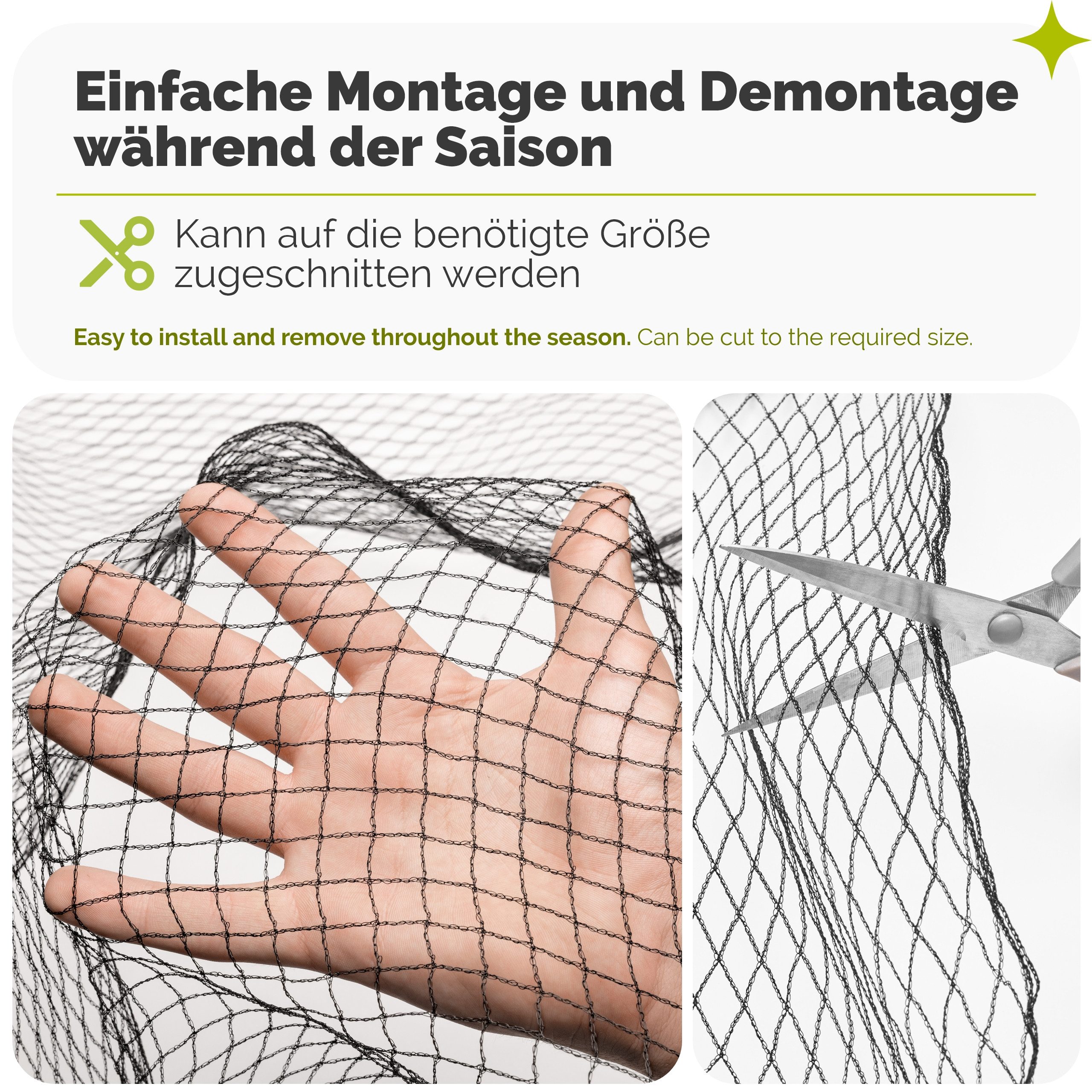 Garronda Schutznetz Vogelschutznetz HDPE feinmaschig 13 × 13 mm UV-beständig GD-0195, BxL: 2x3 m, (1-St), UV-beständig, feinmaschiger Schutz für Beeren und Gemü – Bild 5 von 5