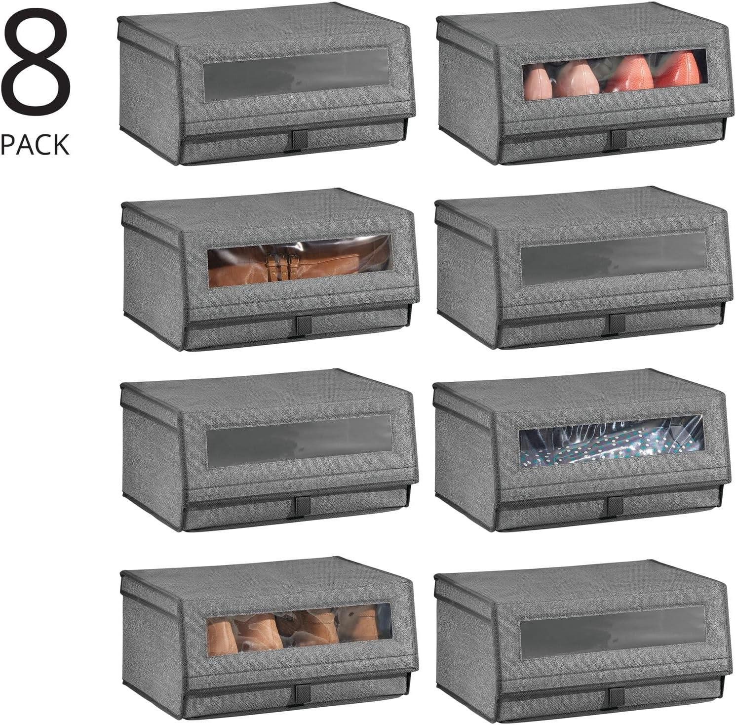 mDesign Aufbewahrungssystem mDesign Schuhaufbewahrung Schuhbox Aufbewahrungsbox stapelbar 8er Se