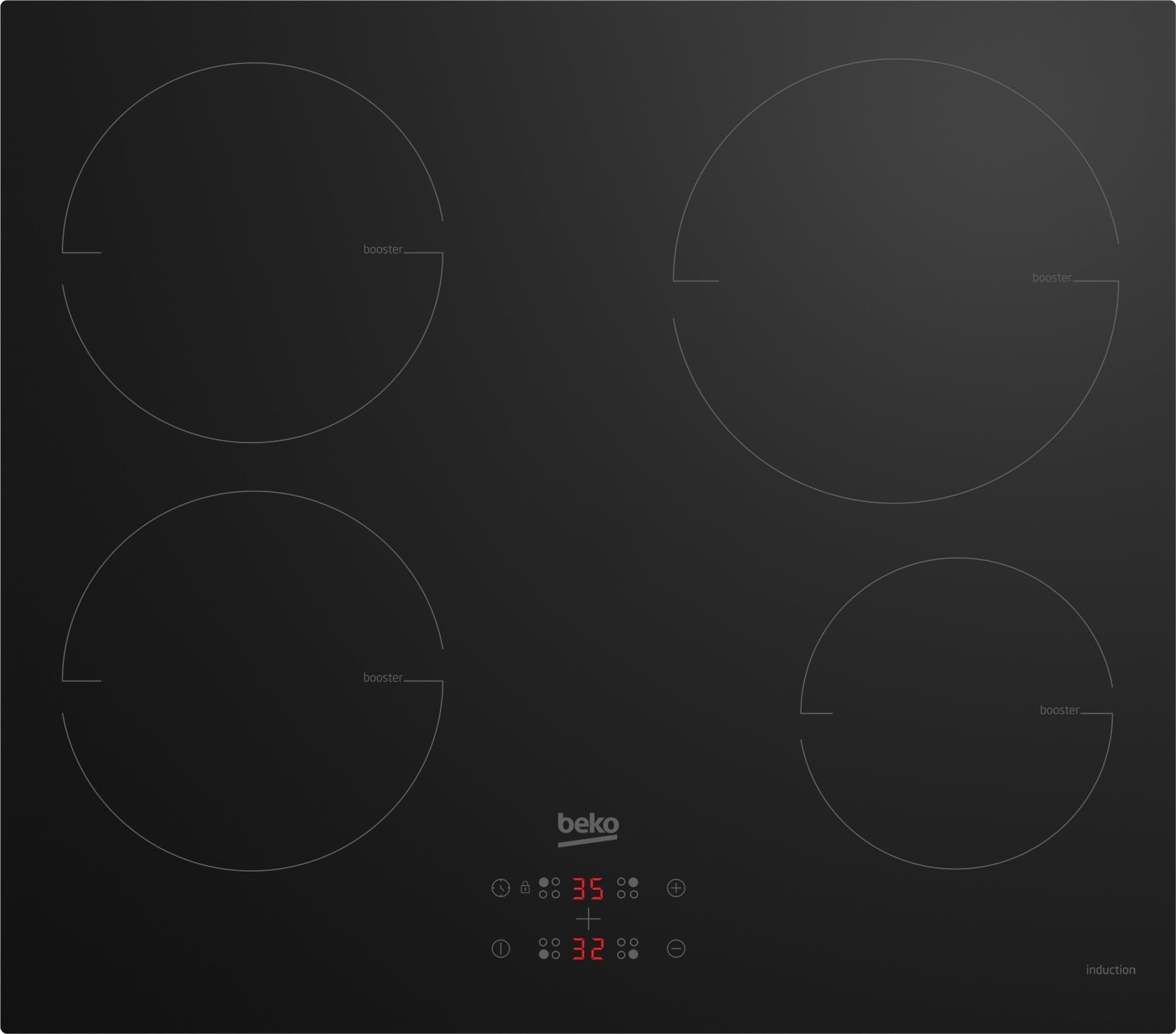BEKO Induktions Herd-Set Einbauherd Set Schwarz Autark Backofen Umluft Teleskopauszug + Induktion Kochfeld NEU, mit Teleskopauszug nachrüstbar