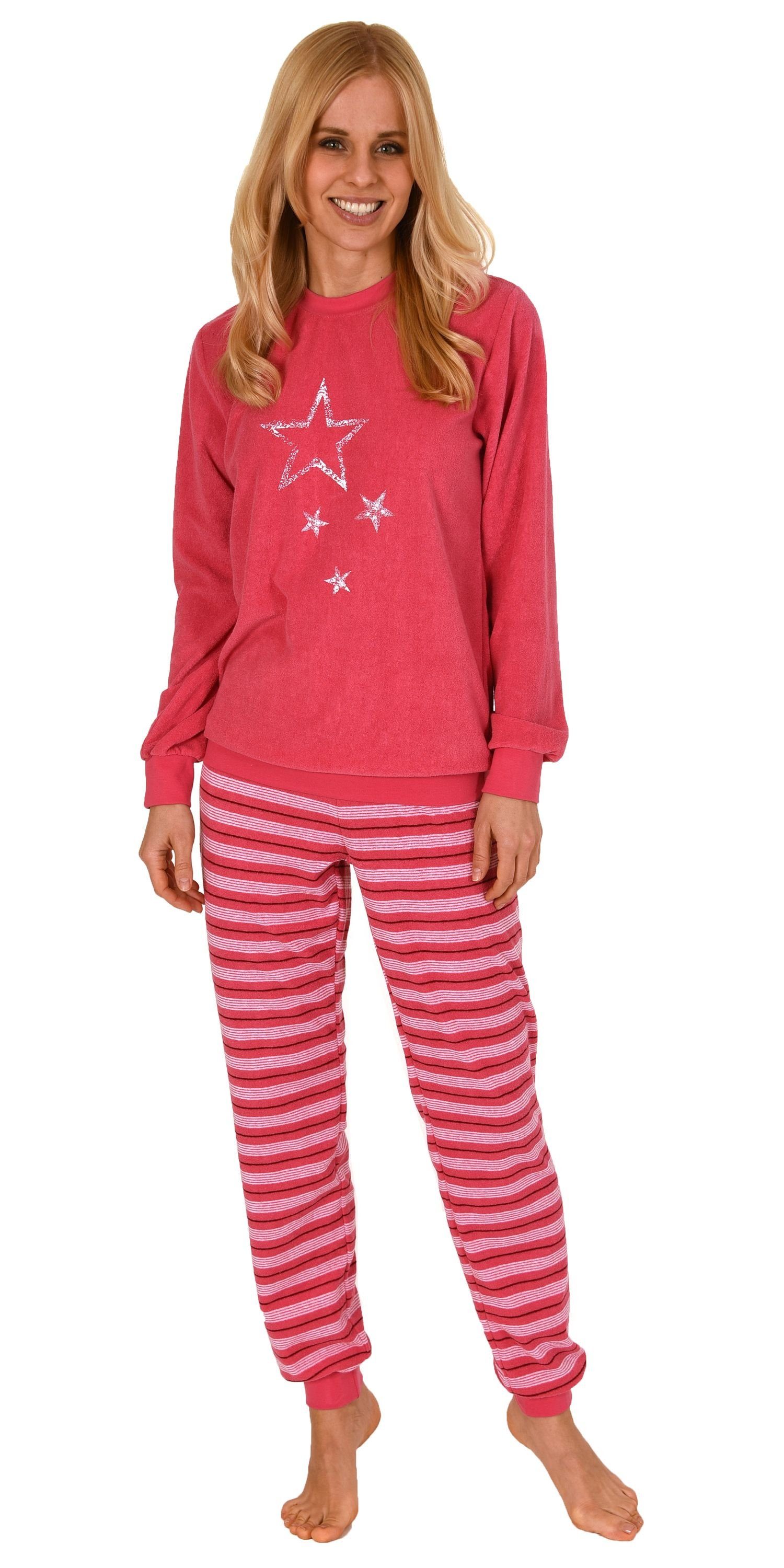 Damen Frottee Schlafanzug langarm Normann pink Normann Pyjama Pyjama