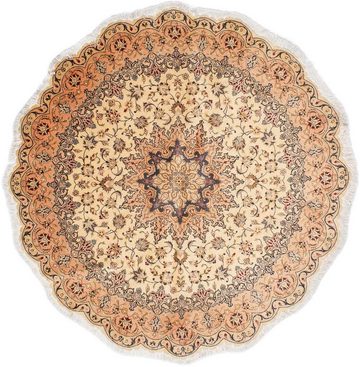 Orientteppich Perser - Täbriz - Royal rund - 195 x 195 cm - beige, morgenland, rund, Höhe: 7 mm, Wohnzimmer, Handgeknüpft, Einzelstück mit Zertifikat