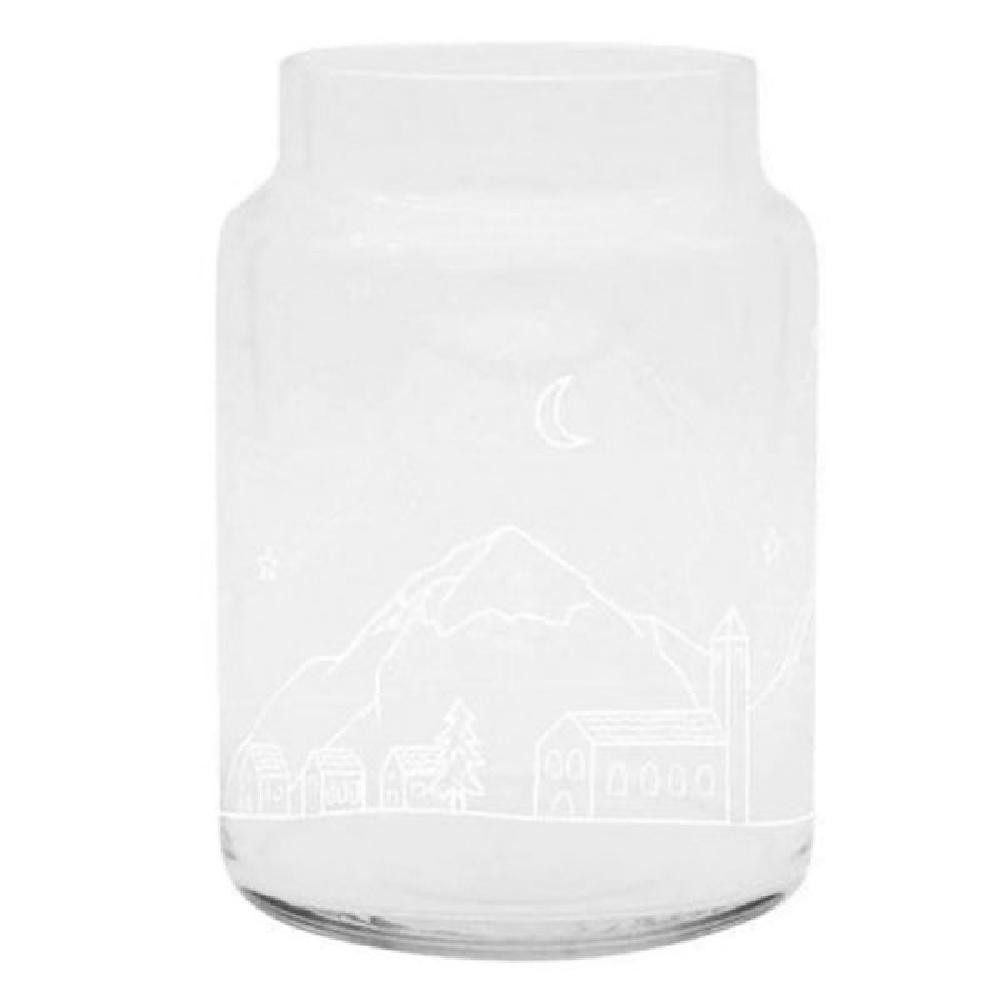 Eulenschnitt Dekofigur Vase Glas Schneelandschaft (10x14cm)