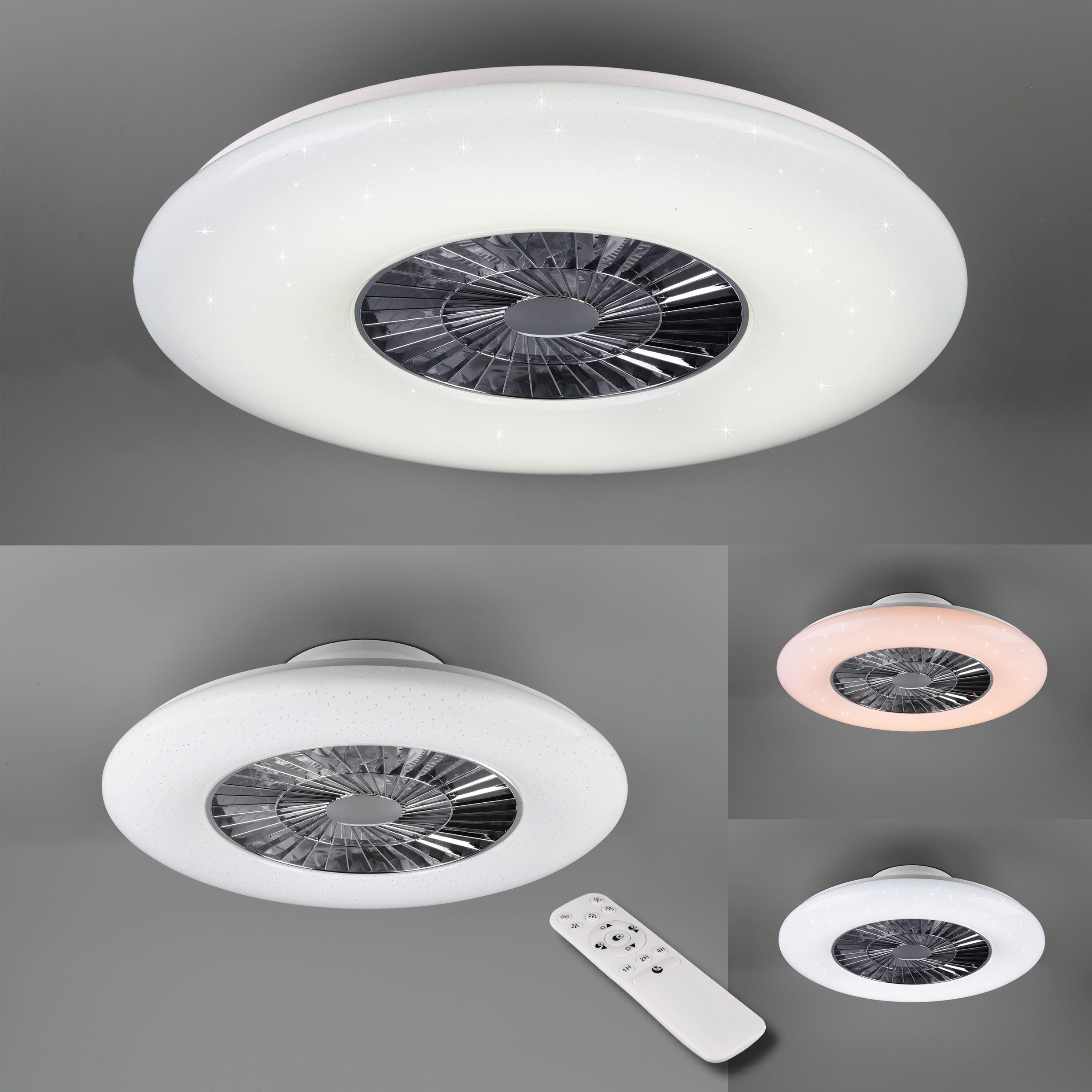 Ventilator, mit LED Fernbedienung., Timerfunktion, TRIO Visby, Leuchte/ Neutralweiß, fest LED Deckenleuchte Ventilatorfunktion, schaltbar Leuchten integriert, Ventilator getrennt