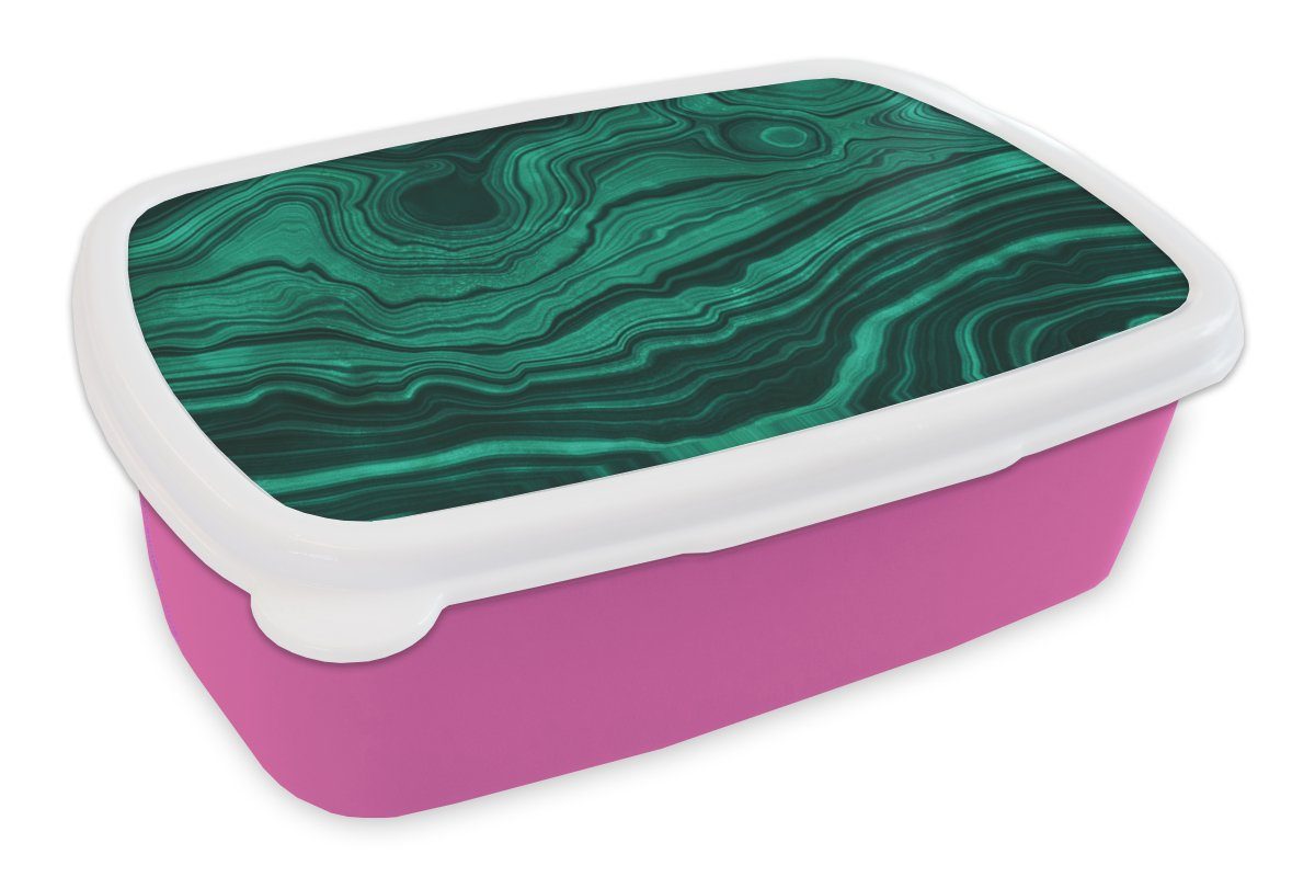 Brotdose für Edelsteine MuchoWow Geode, - rosa Achat Lunchbox (2-tlg), Kunststoff, Snackbox, Kunststoff Kinder, - Mädchen, Brotbox Erwachsene,