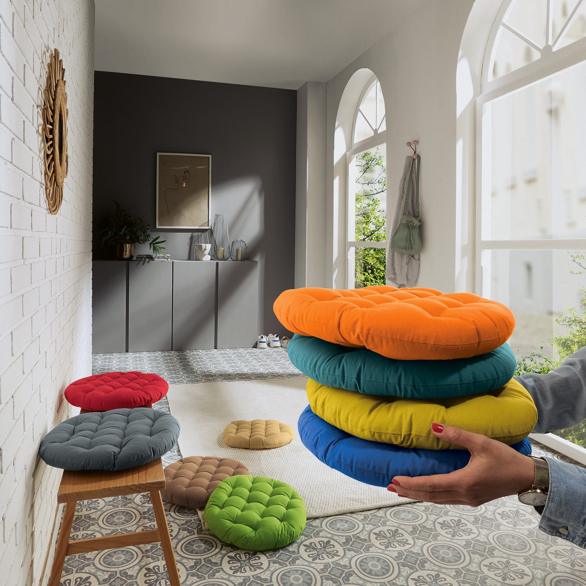 REDBEST Stuhlkissen Stuhlkissen rund 2er-Pack, Uni