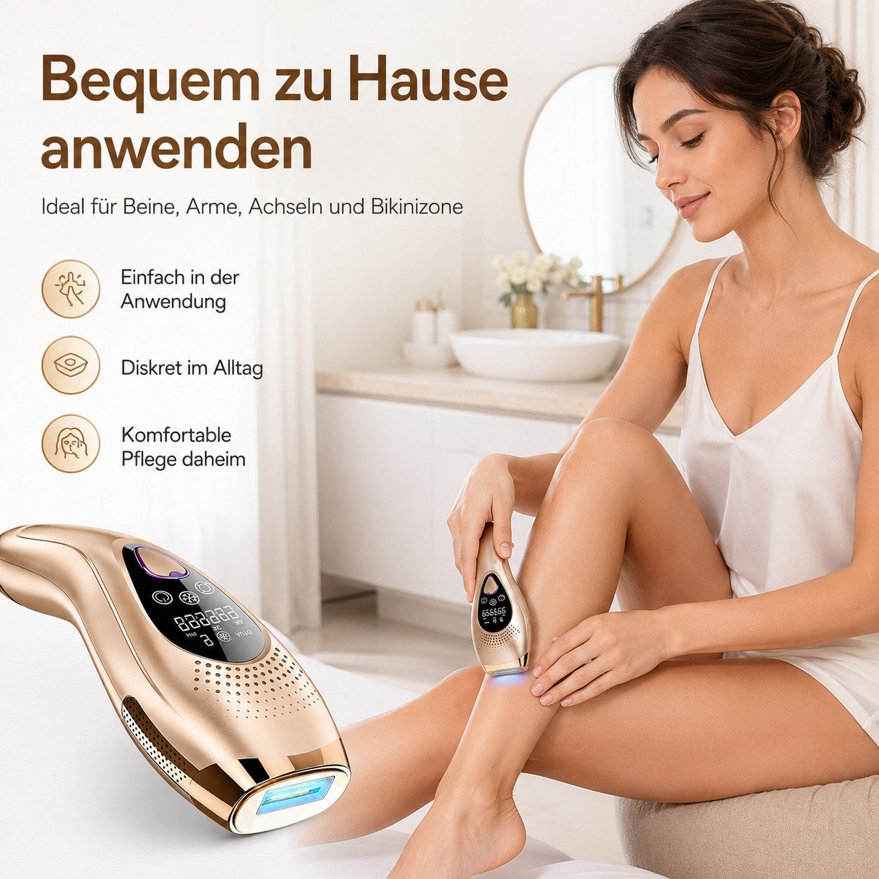 XEOOCE IPL-Haarentferner IPL Haarentferner mit Kühlfunktion, 9 Stufen und 999.999 Impulsen, 999.999 Lichtimpulse – Bild 5 von 5